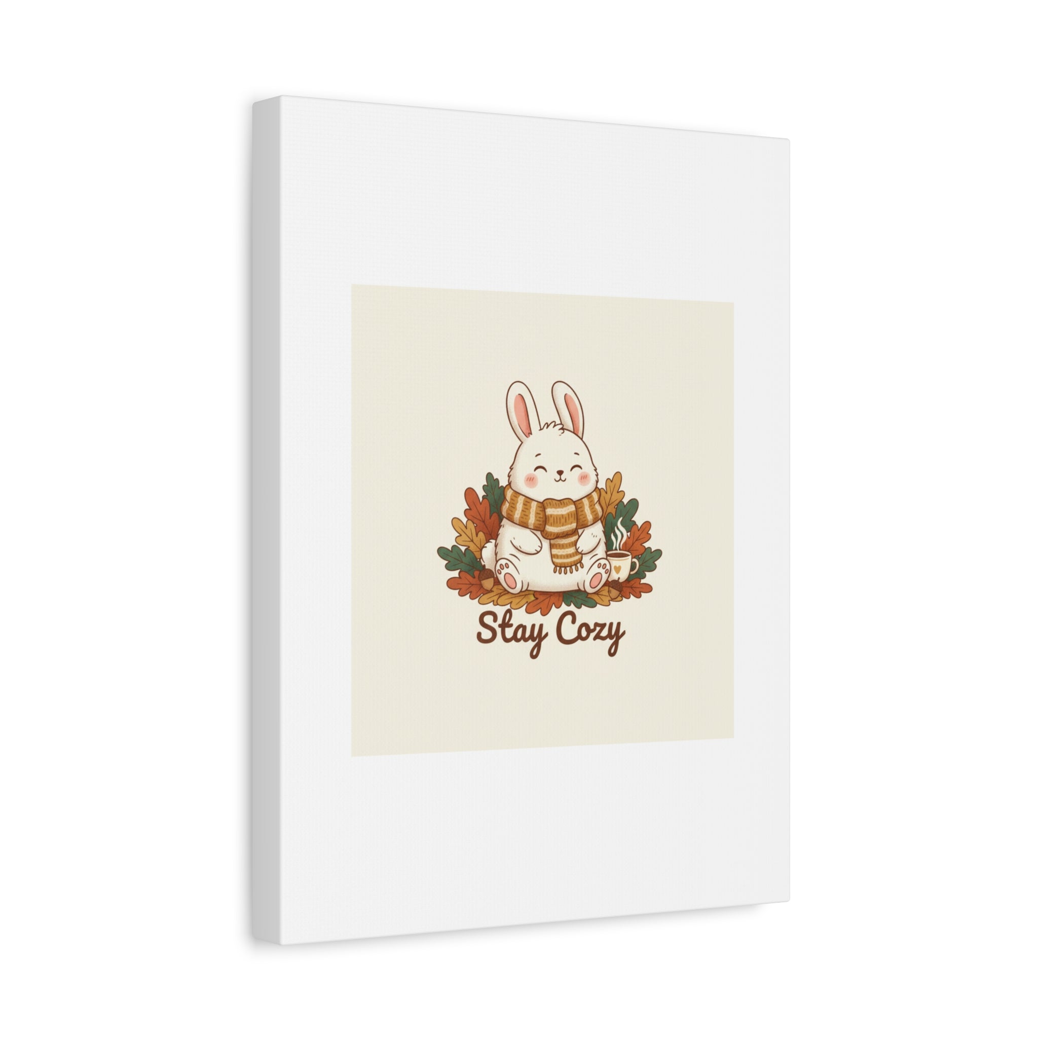 Cozy Bunny Illustration Canvas | Cute Critter Winter Forest Art
