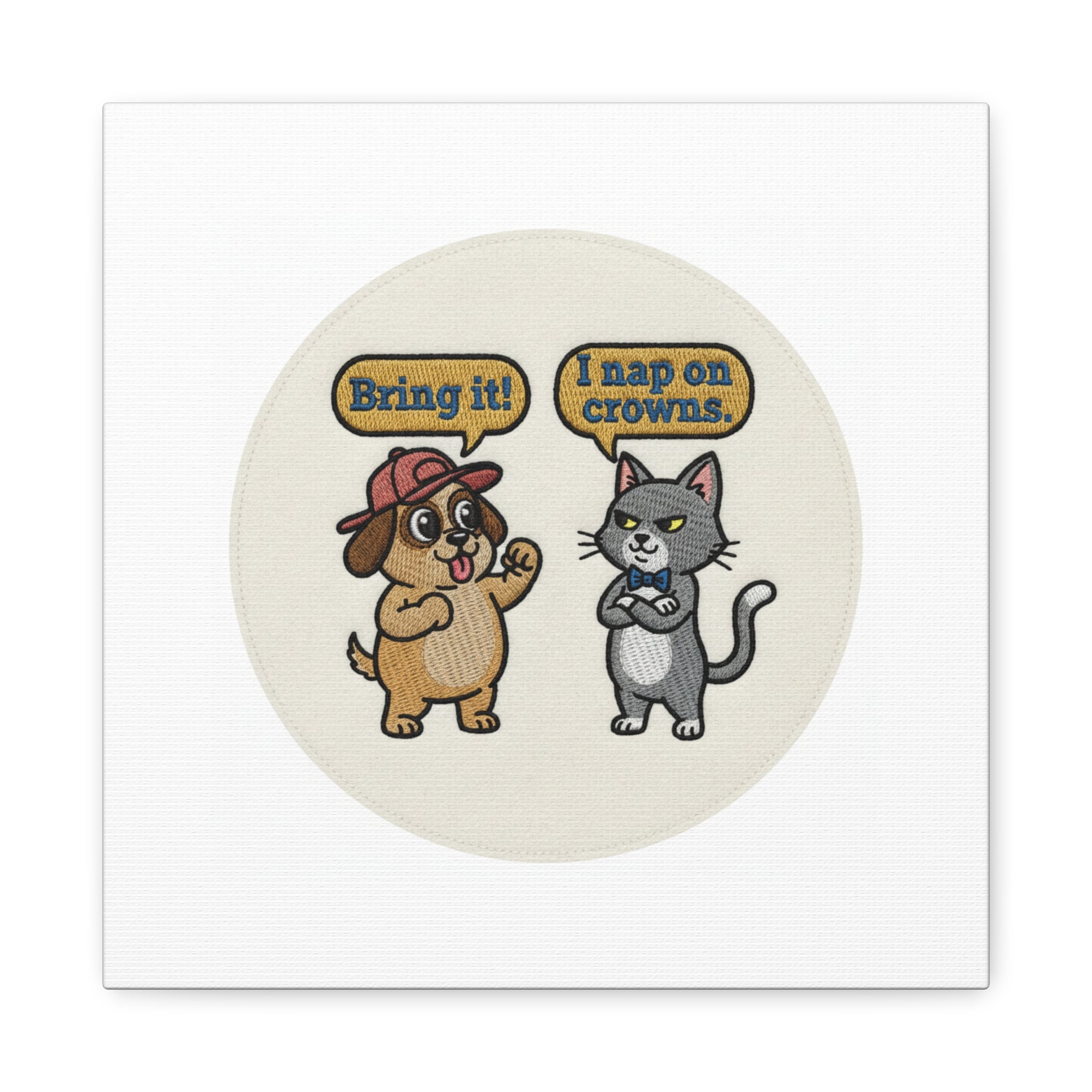 Funny Cat vs Dog Canvas | Pet Rivalry Wall Art
