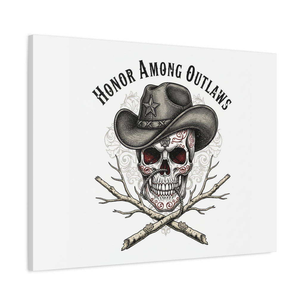 Honor Among Outlaws Canvas | Western Skull Art, Gothic Americana Desert Noir