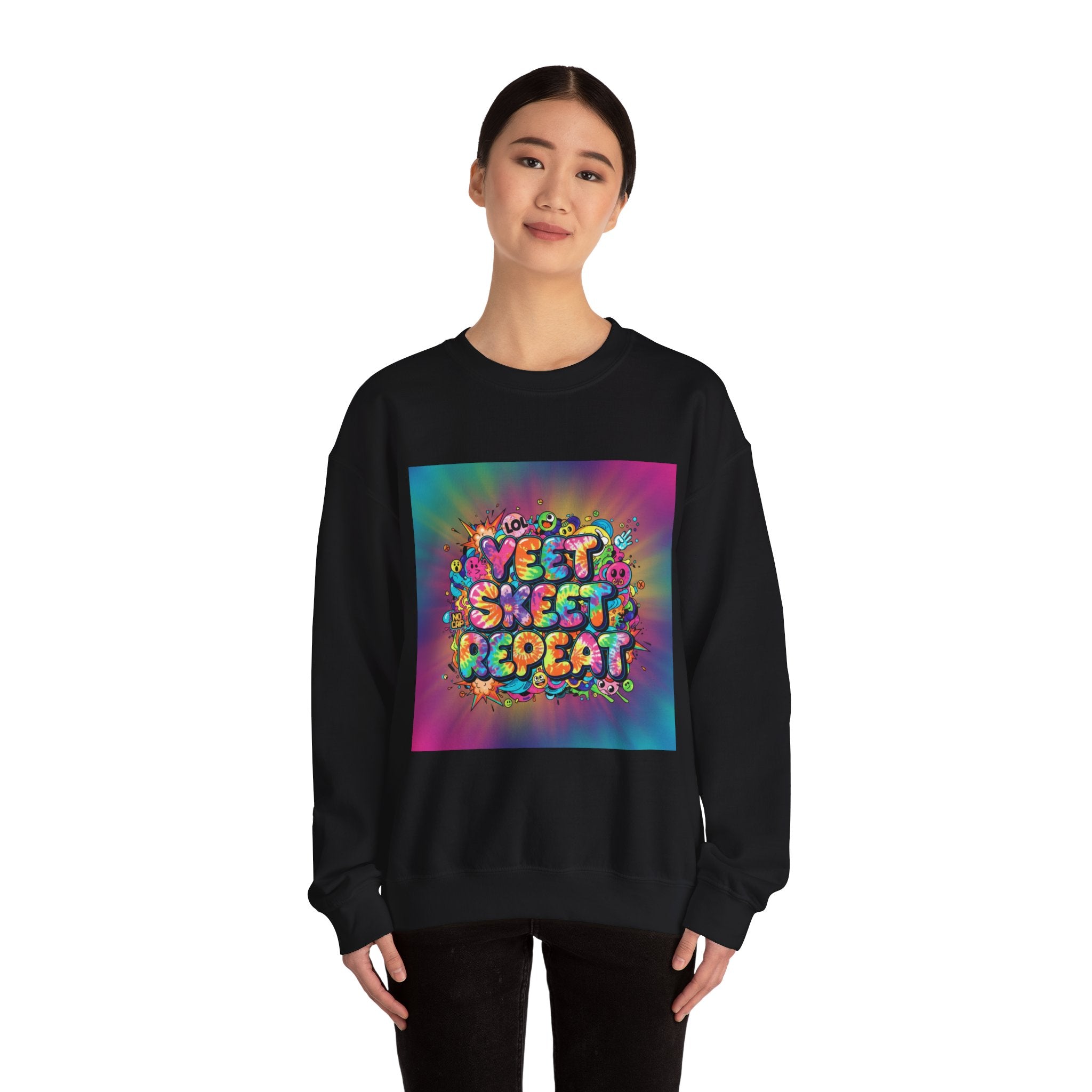 Yeet Sleep Repeat Sweatshirt | meme phrase, glitch graphic
