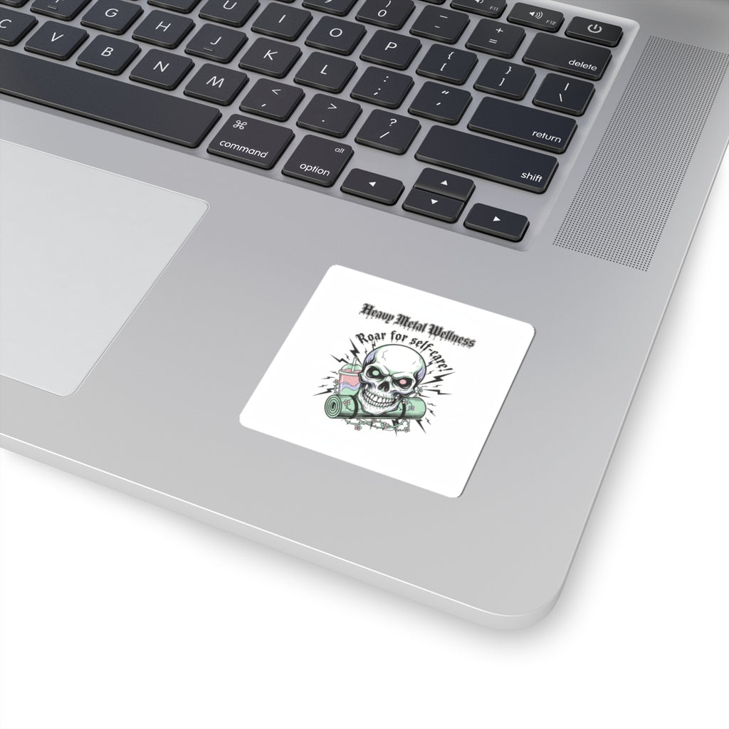 Heavy Metal Wellness Skull Sticker | gothic wellness quote, edgy self-care merch