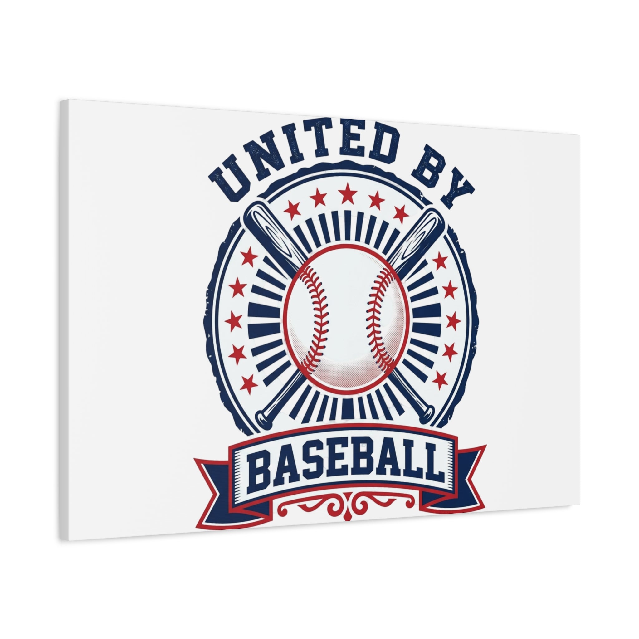 United by Baseball Canvas | Patriotic Baseball Graphic, Red White Blue Wall Art