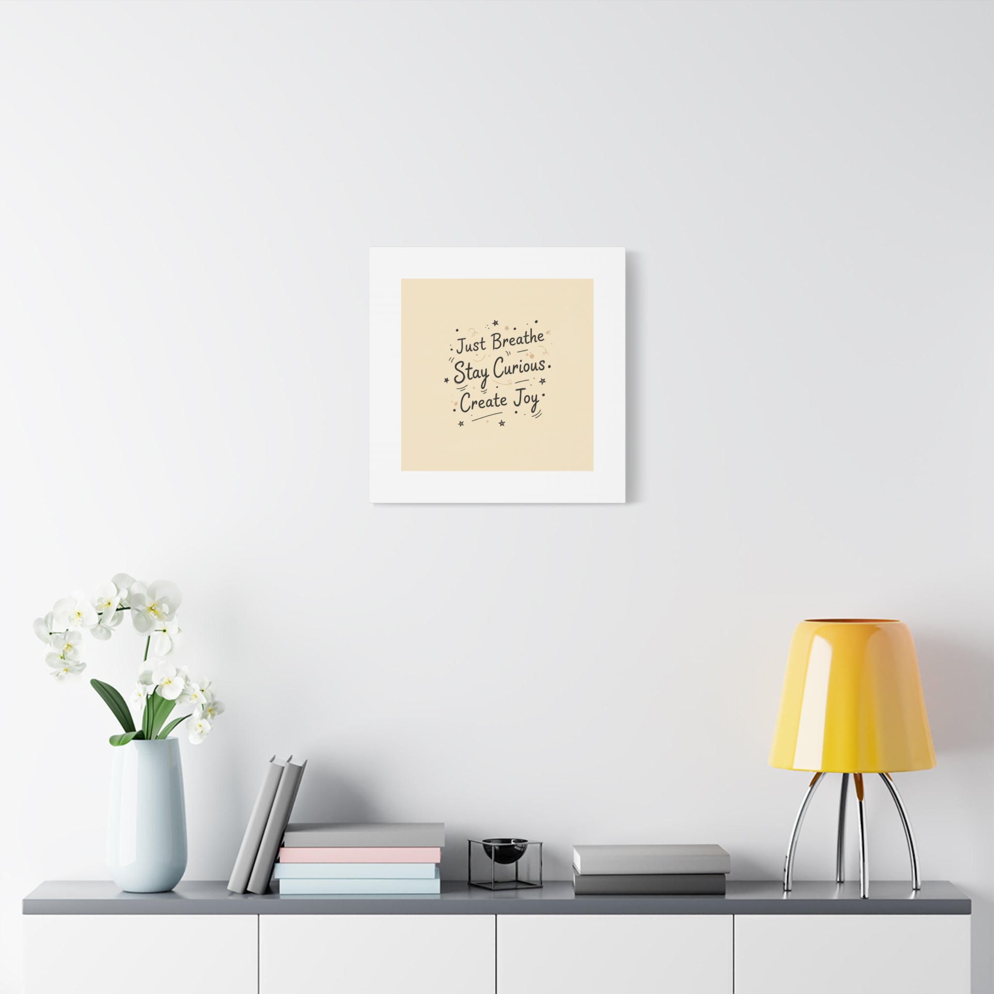 Just Breathe Stay Curious Create Joy Canvas | Messy Handwritten Typography, Doodle Text Art