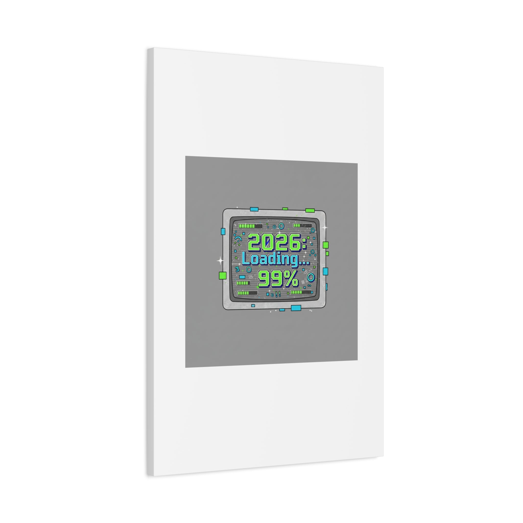 2026 Loading 99% Canvas | NYE countdown, retro system interface