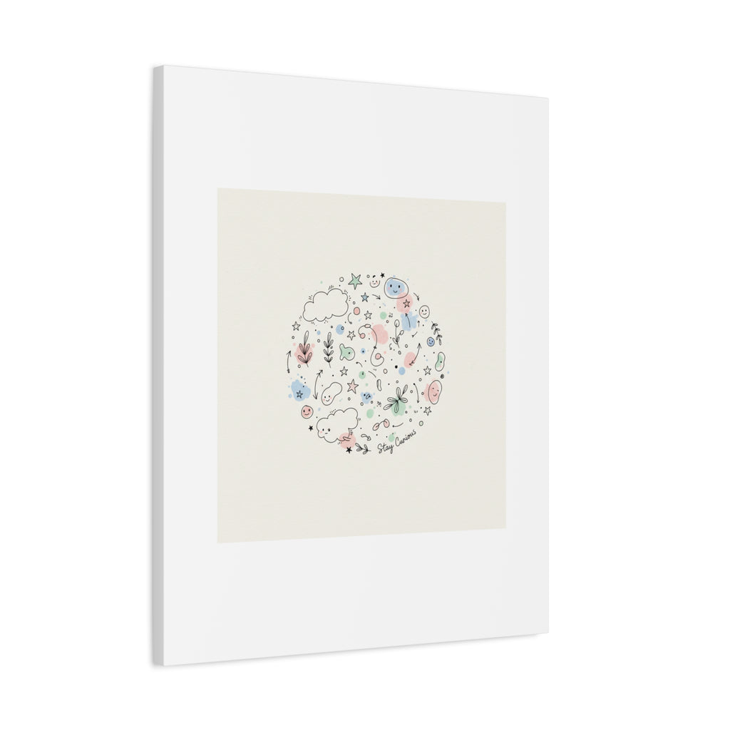 Doodle Circle Line Drawing Matte Canvas, Hand-Drawn Sketch Art
