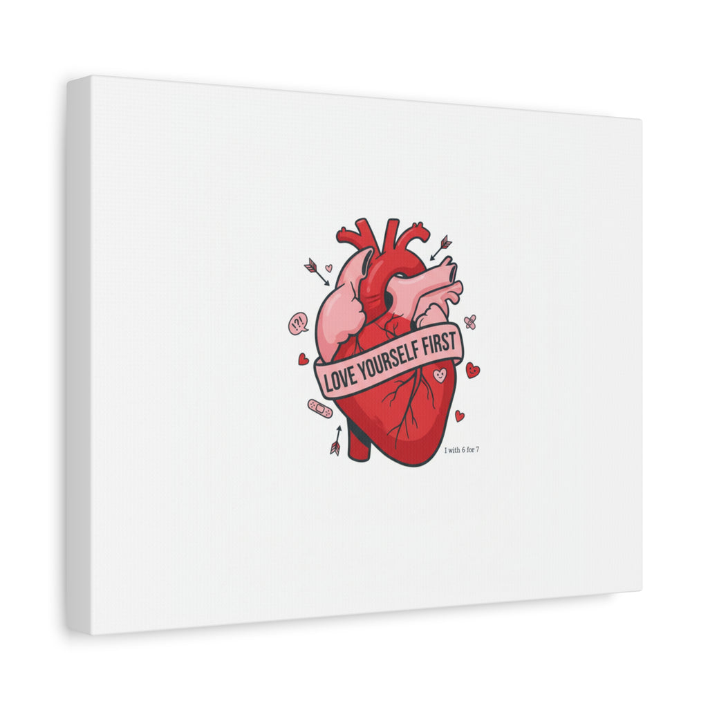 Love Yourself First Canvas, Hearts-with-a-Twist, Anti-Valentine Art