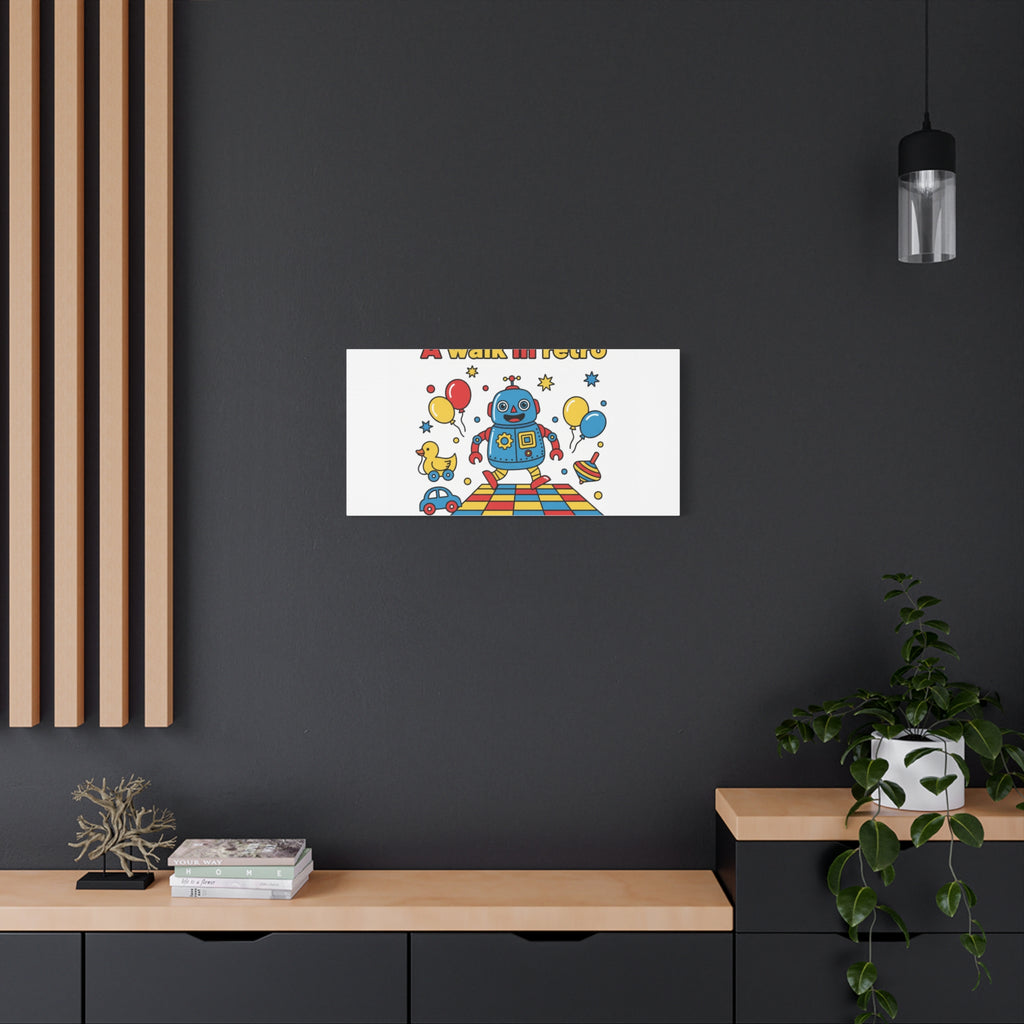 Retro Toy Robot Canvas | Throwback Kid, Primary Color Nostalgia