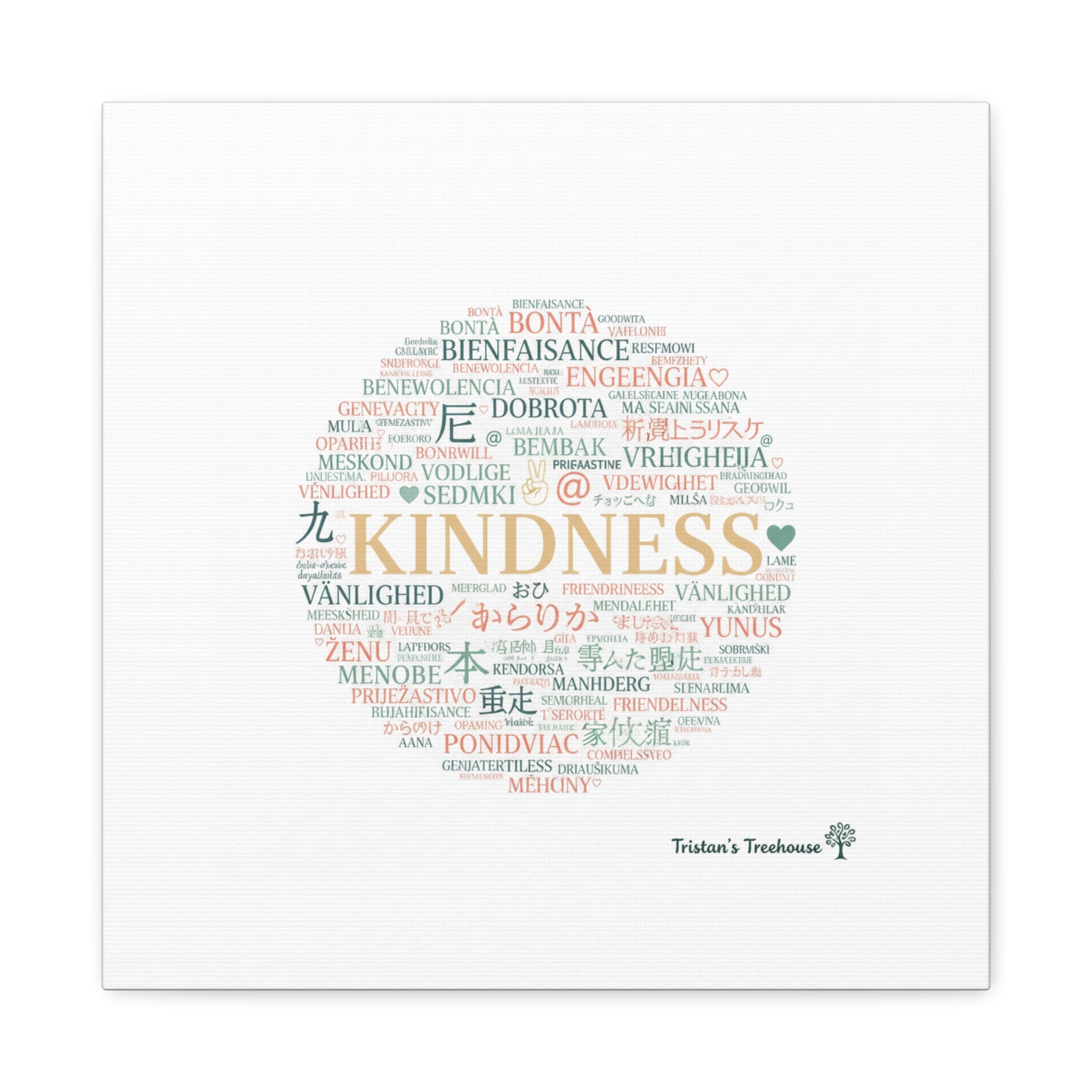 Kindness Word Cloud Canvas | Fresh Start Minimalist Wall Art