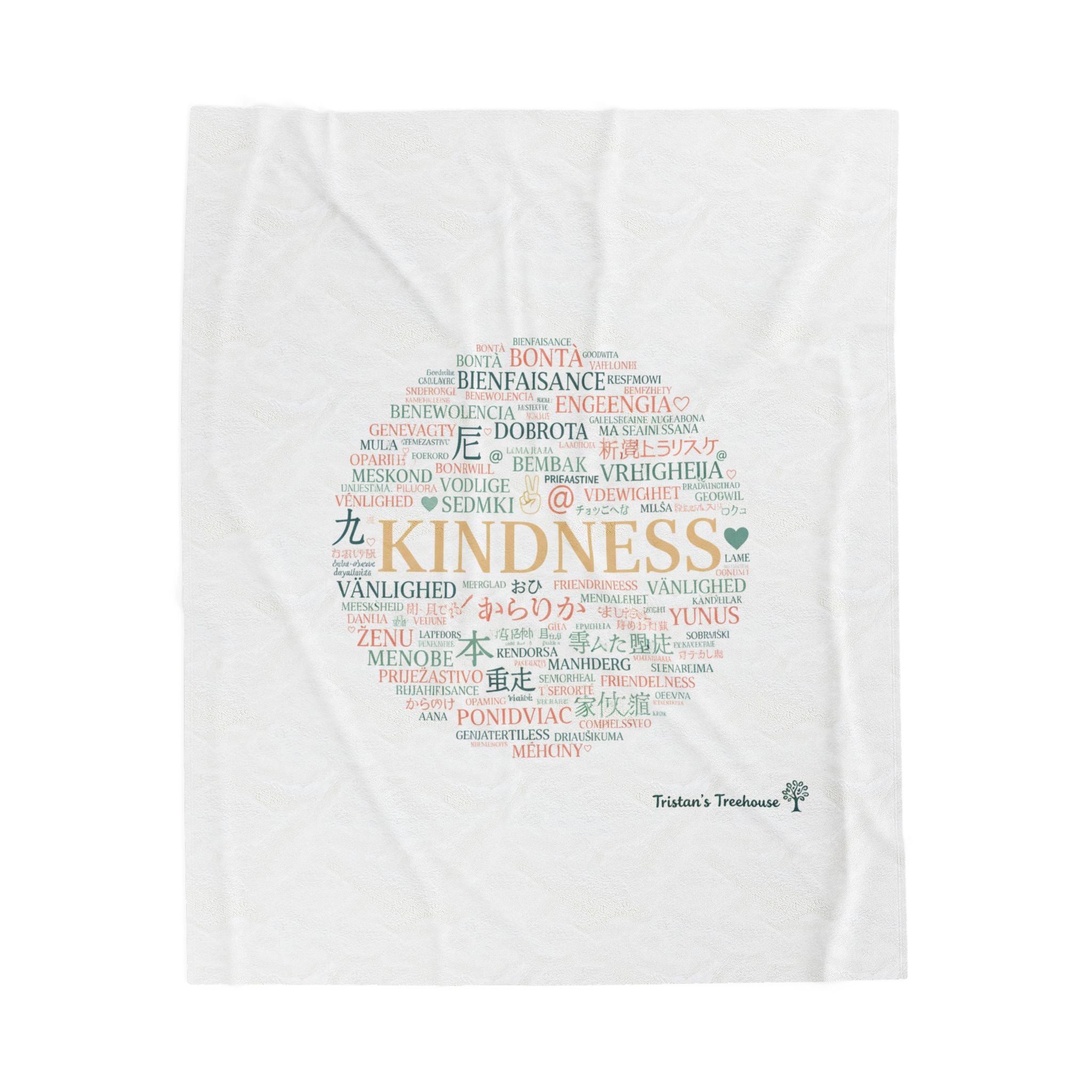 Kindness Word Cloud Blanket | Fresh-Start Minimalism, Neutral Throw