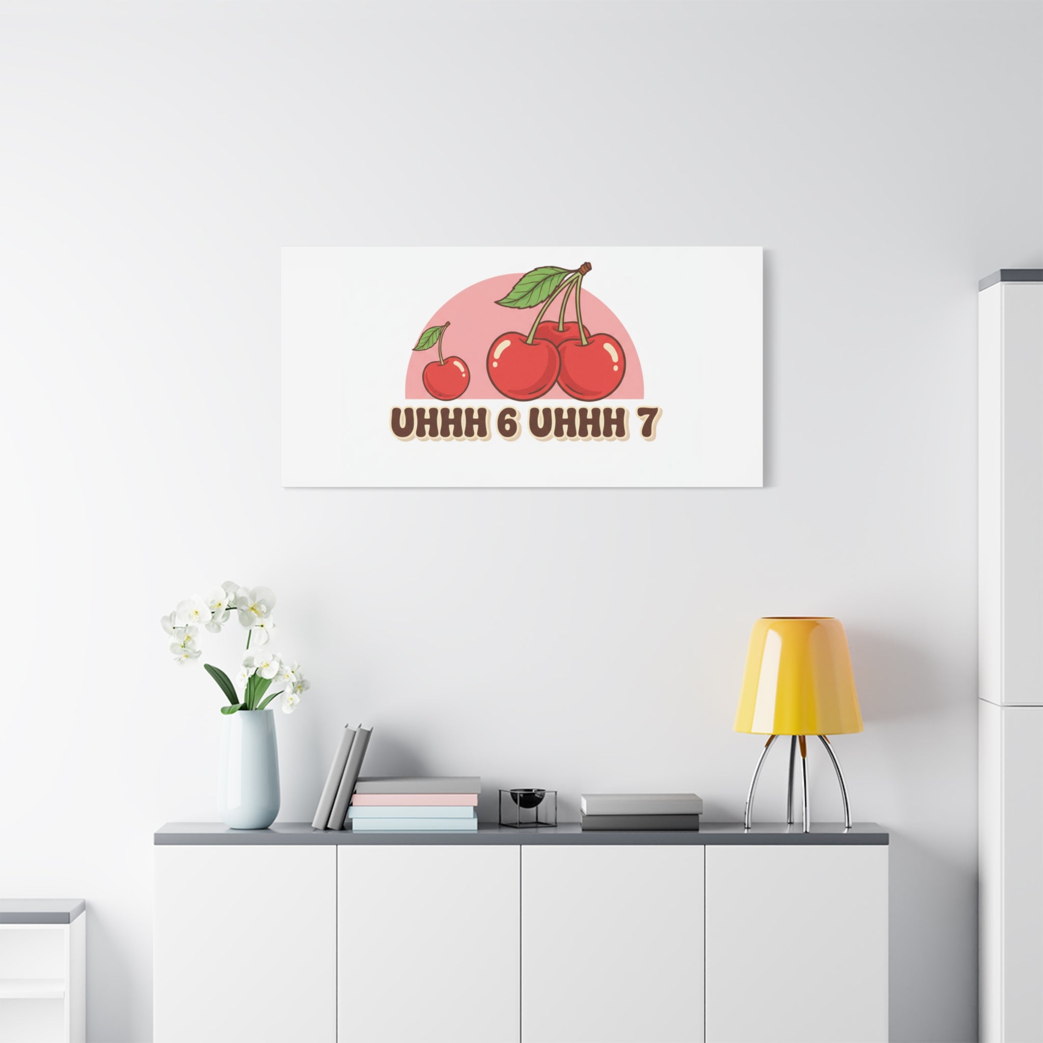 Six Severn Cherry Retro Graphic Canvas | kawaii fruit print, vintage cherry design