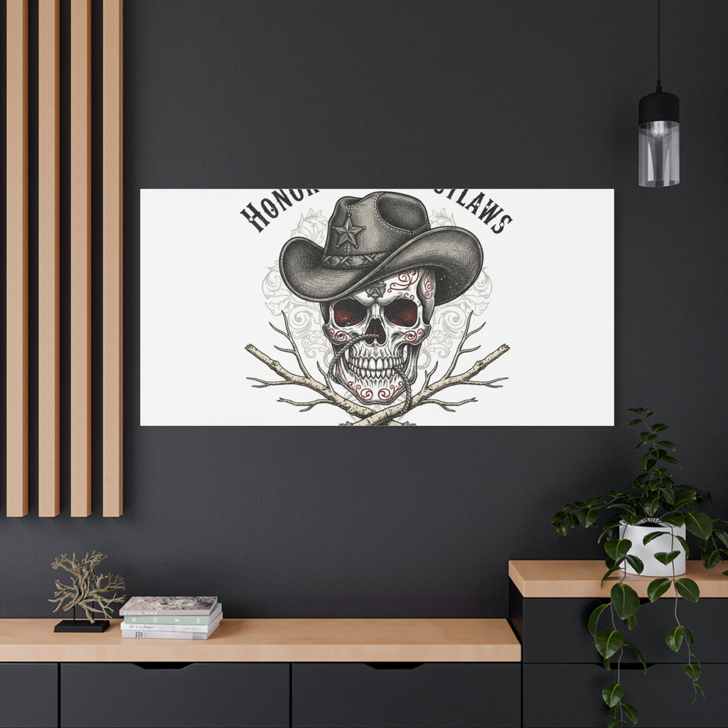 Honor Among Outlaws Canvas | Western Skull Art, Gothic Americana Desert Noir
