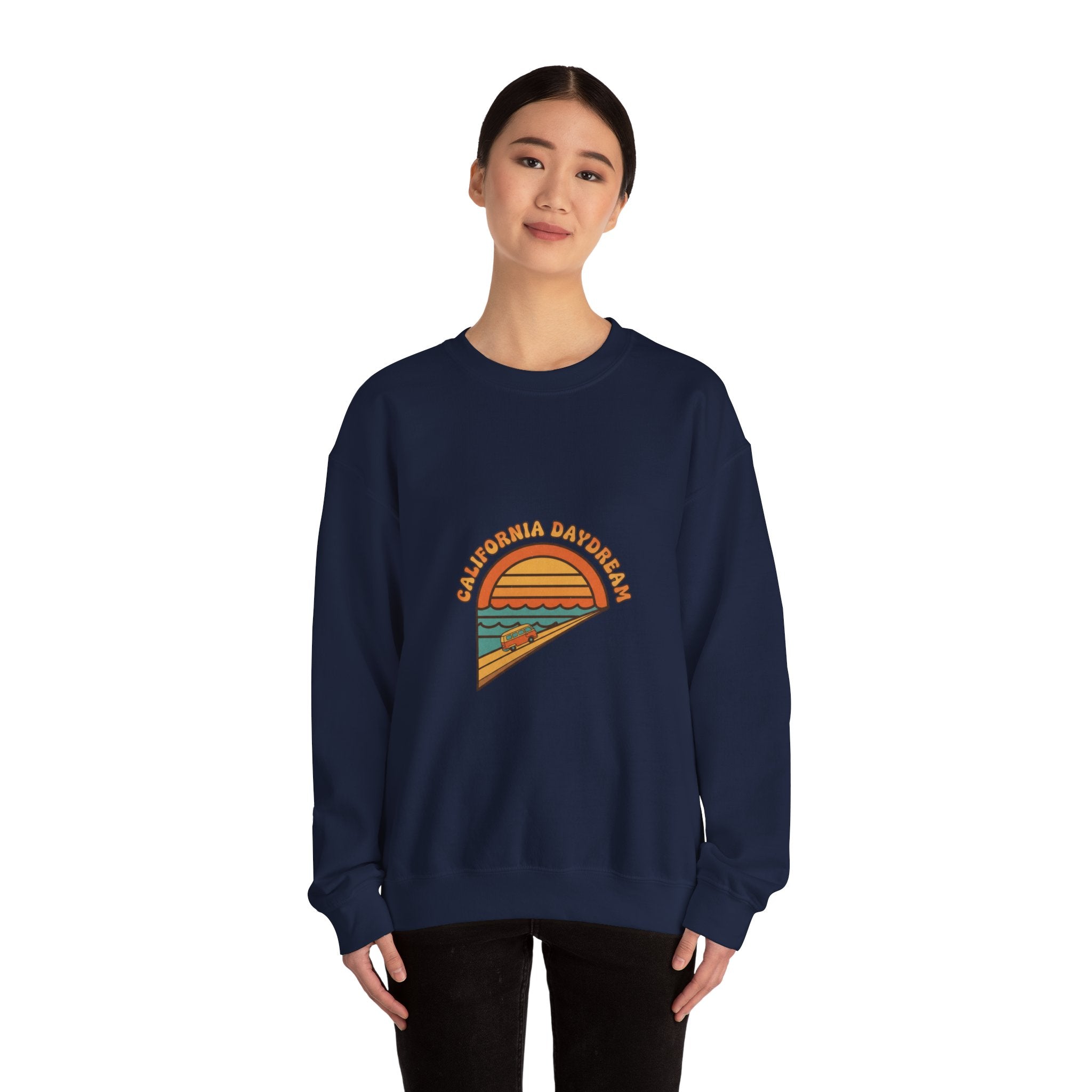 California Beach Sunset Crewneck, 70s Sunset Shirt | Retro Surf Graphic