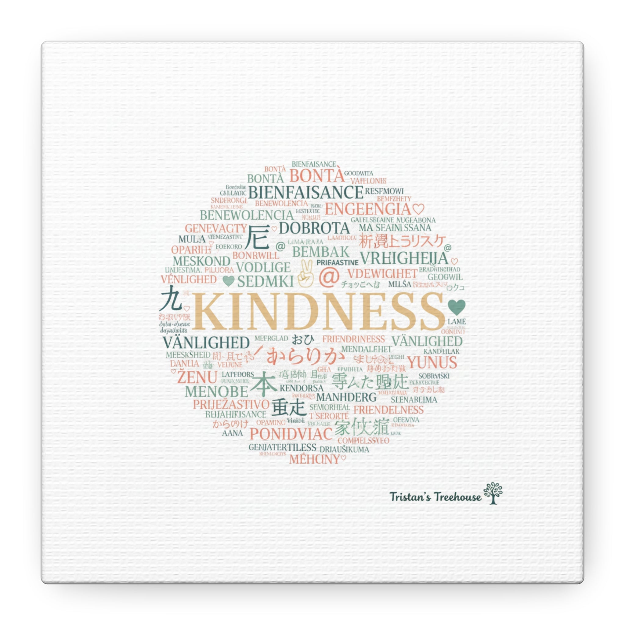 Kindness Word Cloud Canvas | Fresh Start Minimalist Wall Art