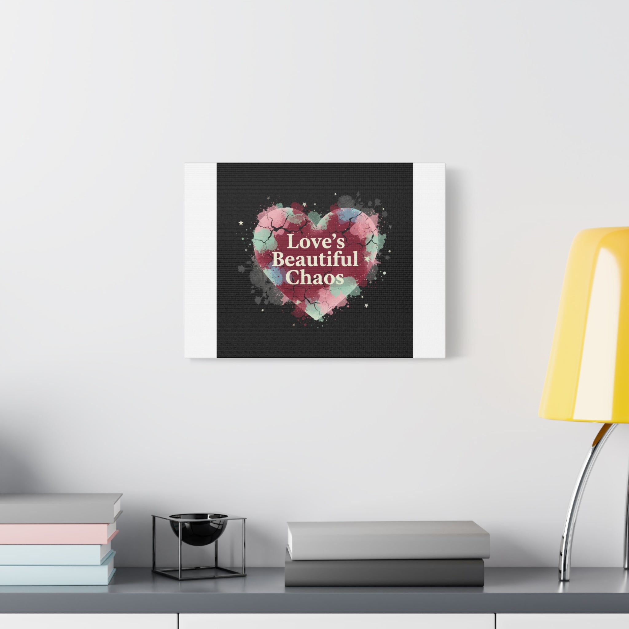 Love's Beautiful Chaos Canvas Print | Soft Grunge Hearts, Distressed Heart Art
