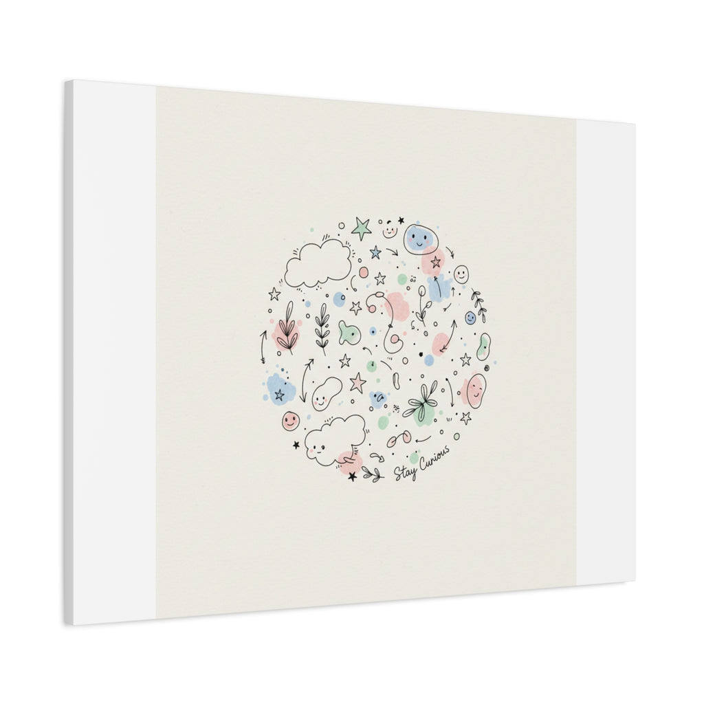 Doodle Circle Line Drawing Matte Canvas, Hand-Drawn Sketch Art