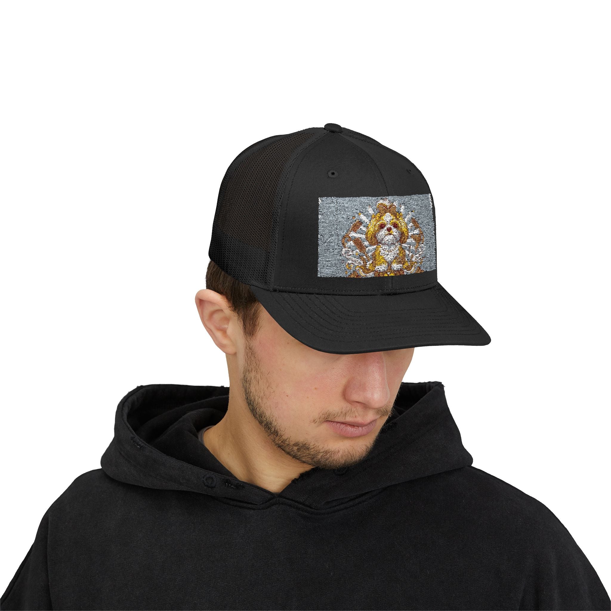 Trucker Cap — Gold Floral Mandala Patch Snapback