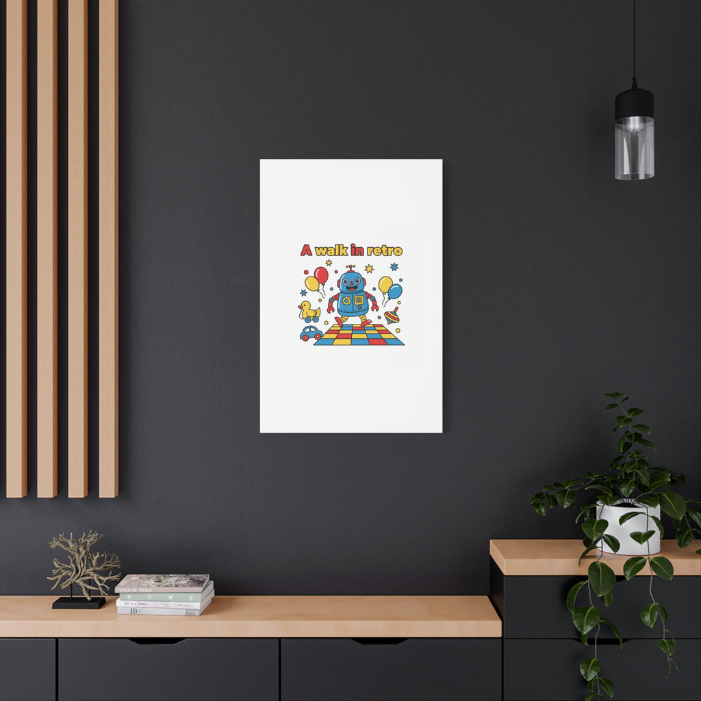 Retro Toy Robot Canvas | Throwback Kid, Primary Color Nostalgia
