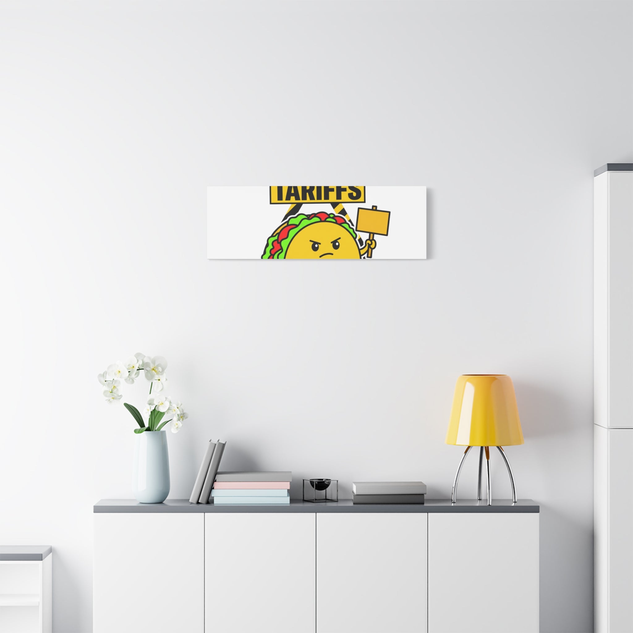 Tacos Not Tariffs Canvas | political taco pun, protest typography