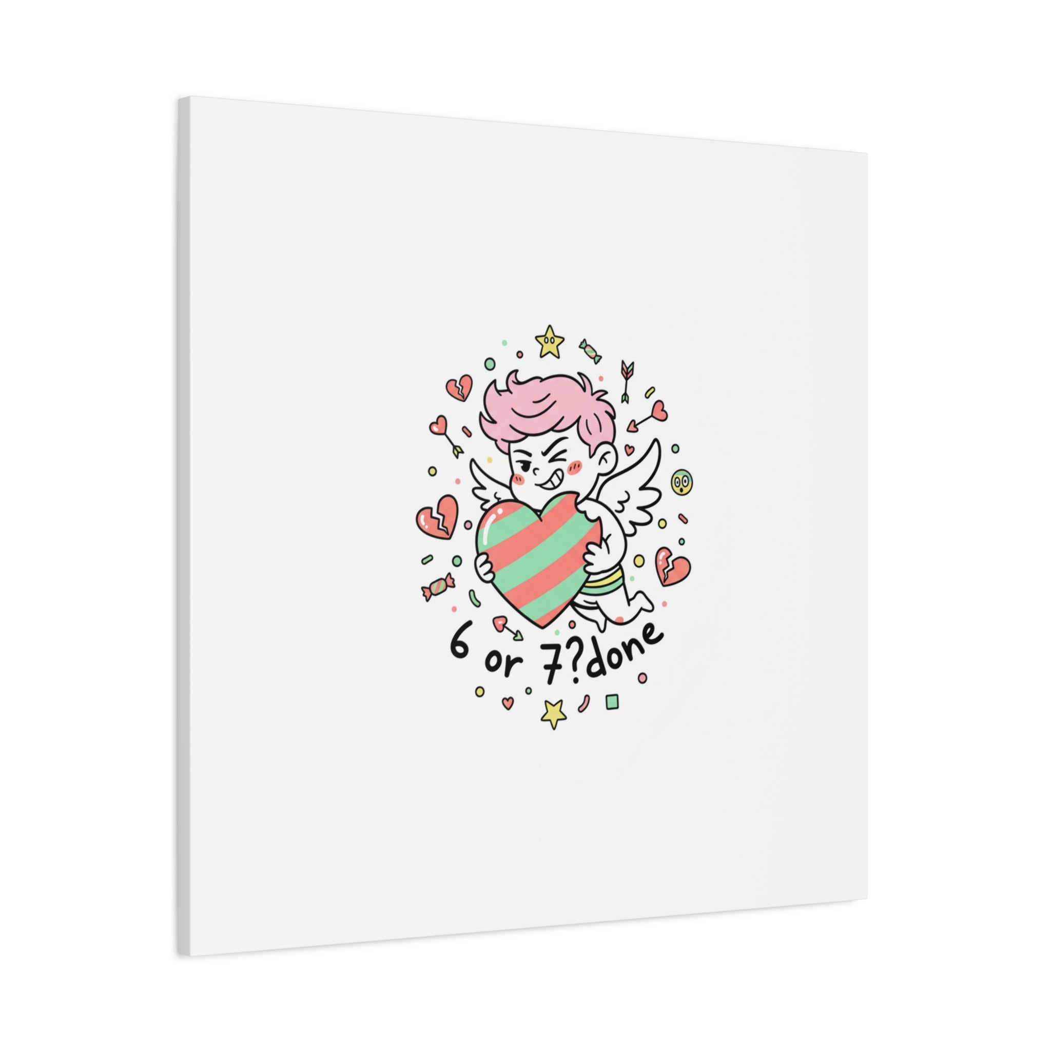 Weird Cupid heart illustration Canvas | Weird Valentine, quirky chaotic love