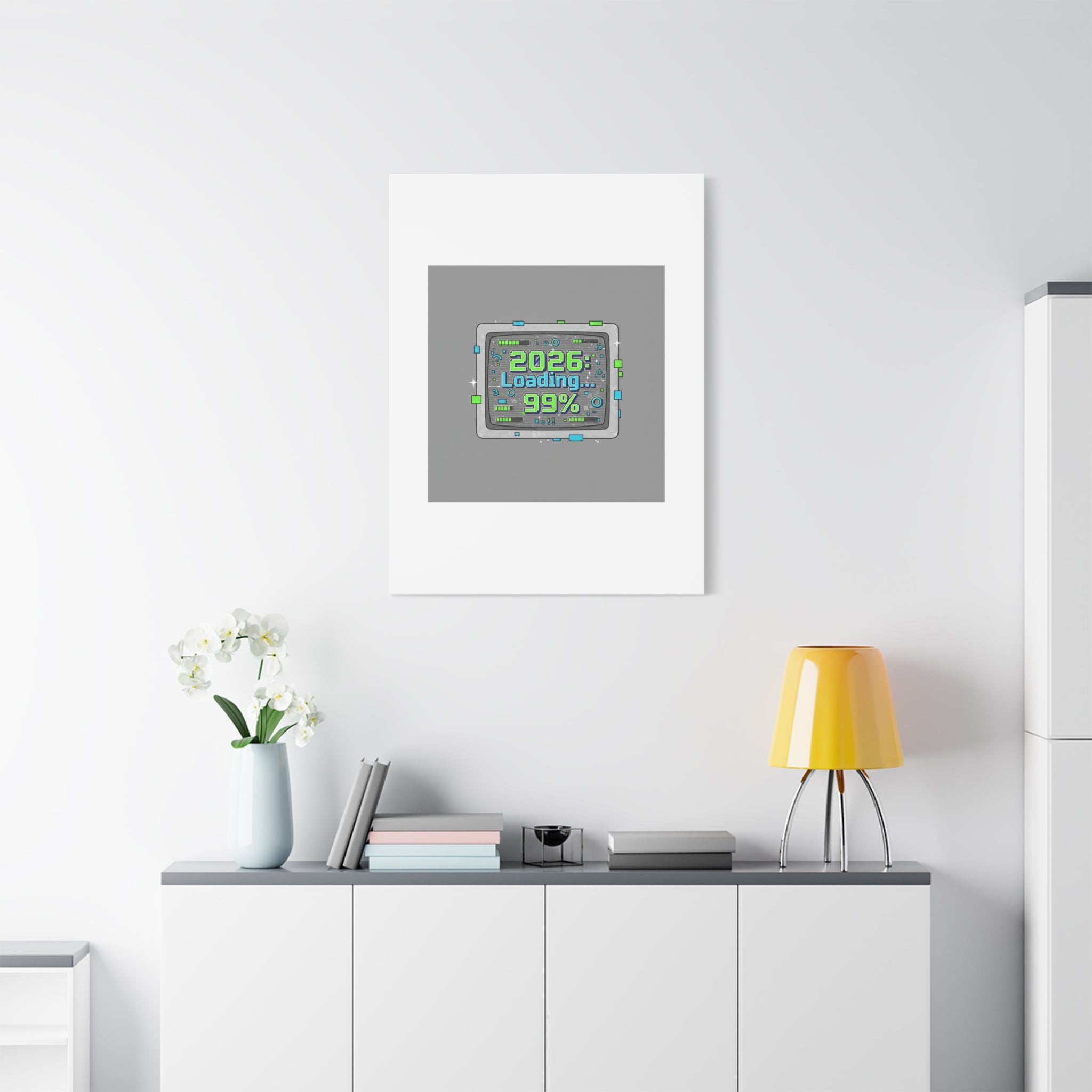 2026 Loading 99% Canvas | NYE countdown, retro system interface