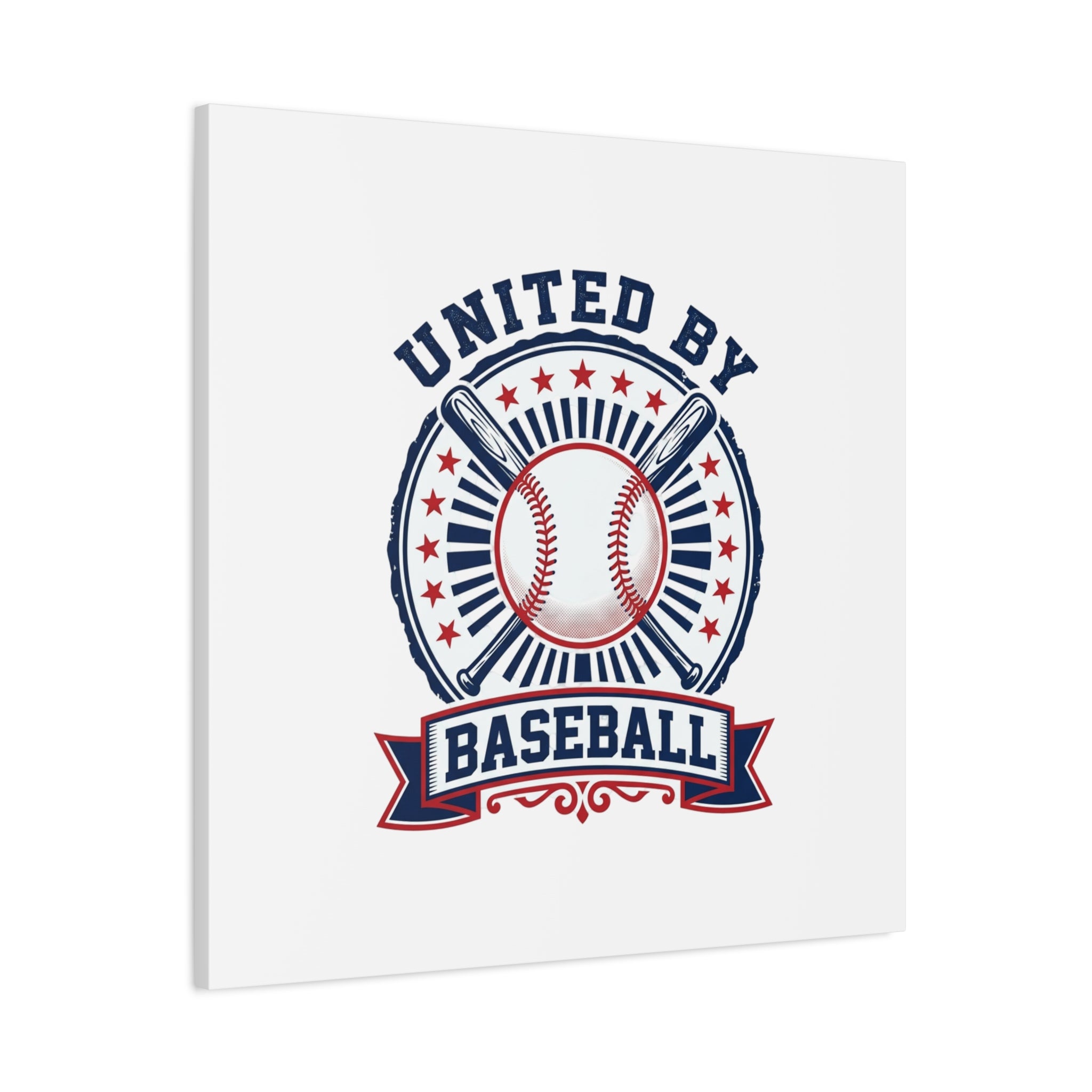 United by Baseball Canvas | Patriotic Baseball Graphic, Red White Blue Wall Art