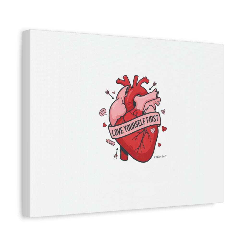 Love Yourself First Canvas, Hearts-with-a-Twist, Anti-Valentine Art