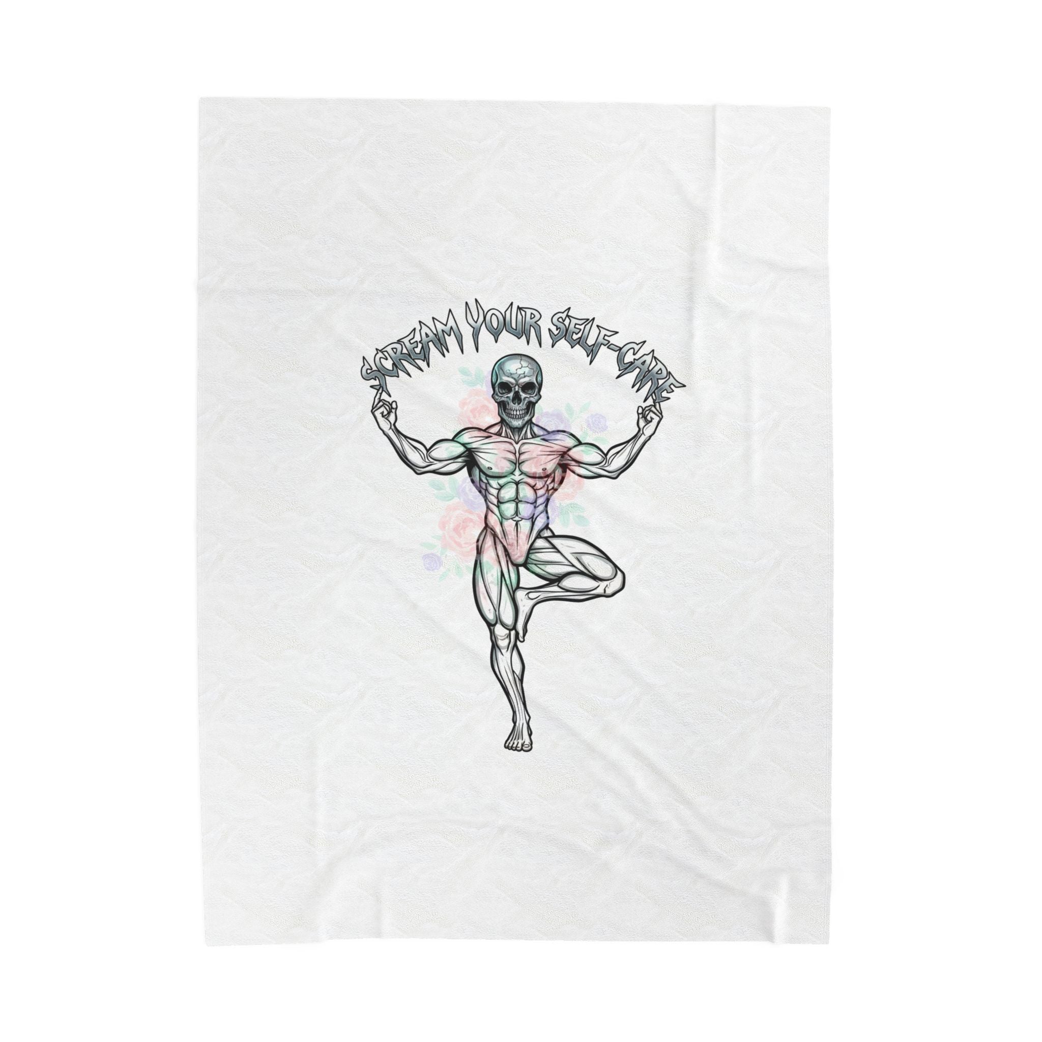 Scream Your Self-Care Velveteen Plush Blanket | gothic wellness, hard rock motivational