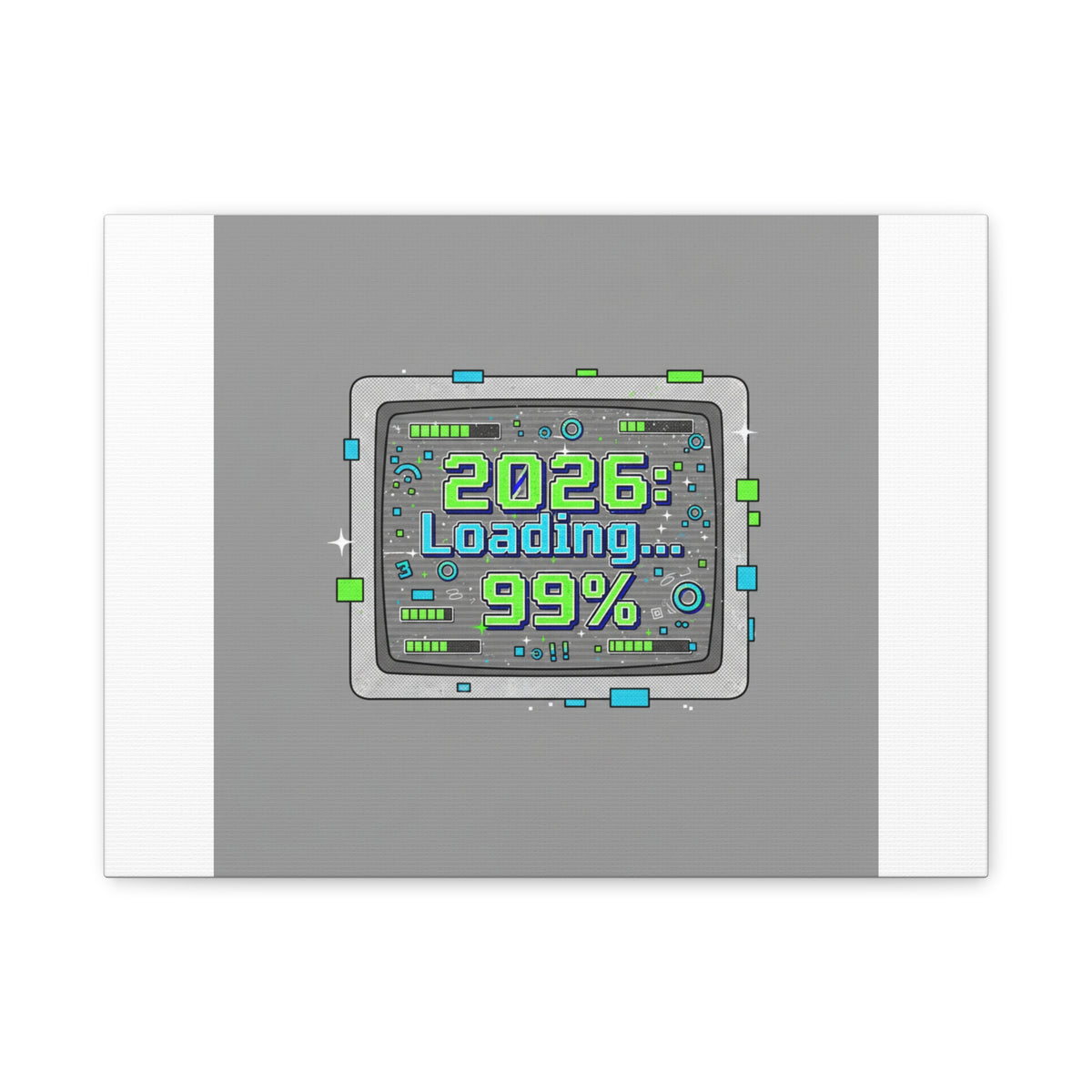 2026 Loading 99% Canvas | NYE countdown, retro system interface