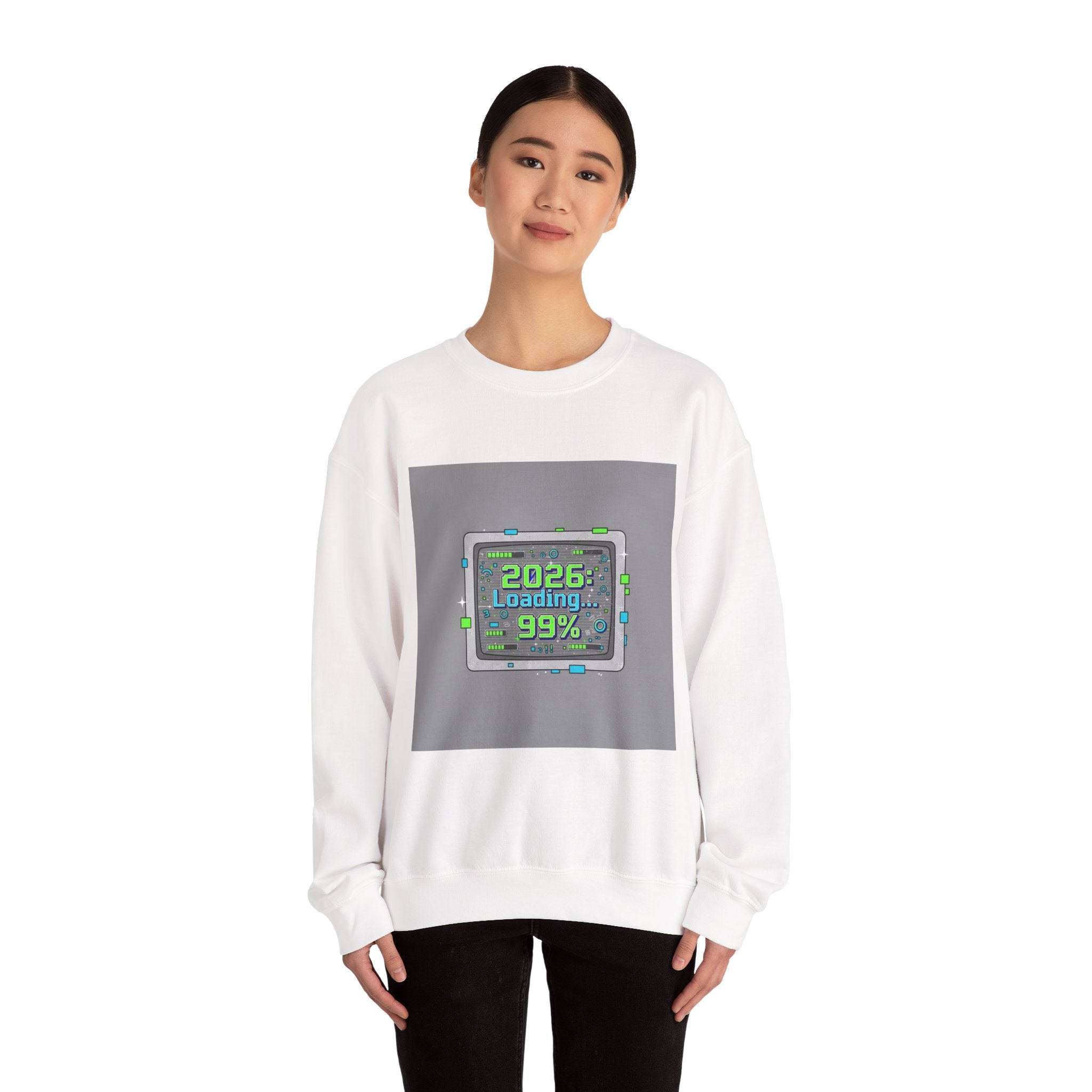 2026 Loading 99% Crewneck Sweatshirt | NYE countdown, retro system UI