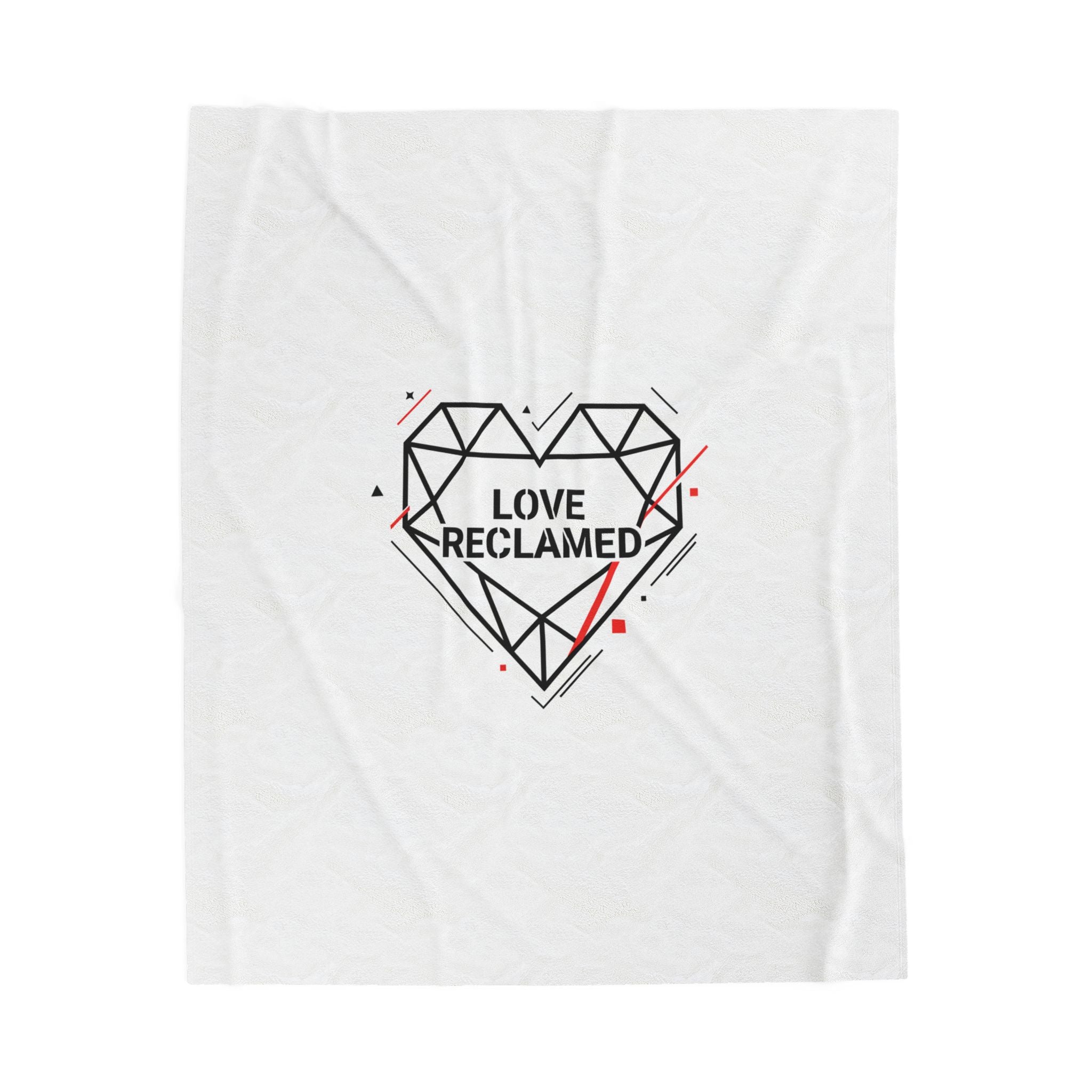 Love Reclaimed Geometric Heart Velveteen Blanket | modern heart, minimalist love icon