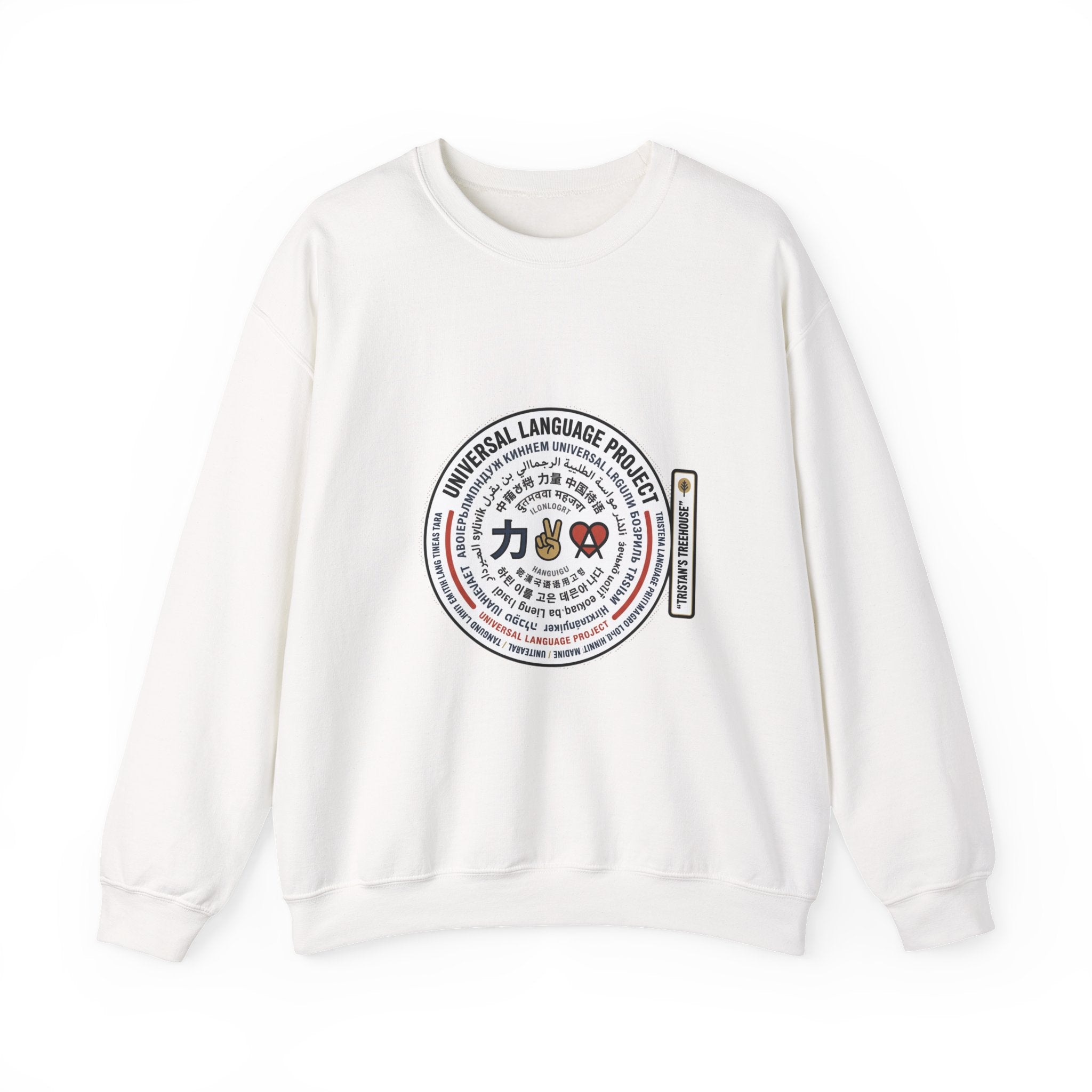 Universal Language Crewneck — "Love/Joy/Peace" Multi-Script Statement Sweatshirt