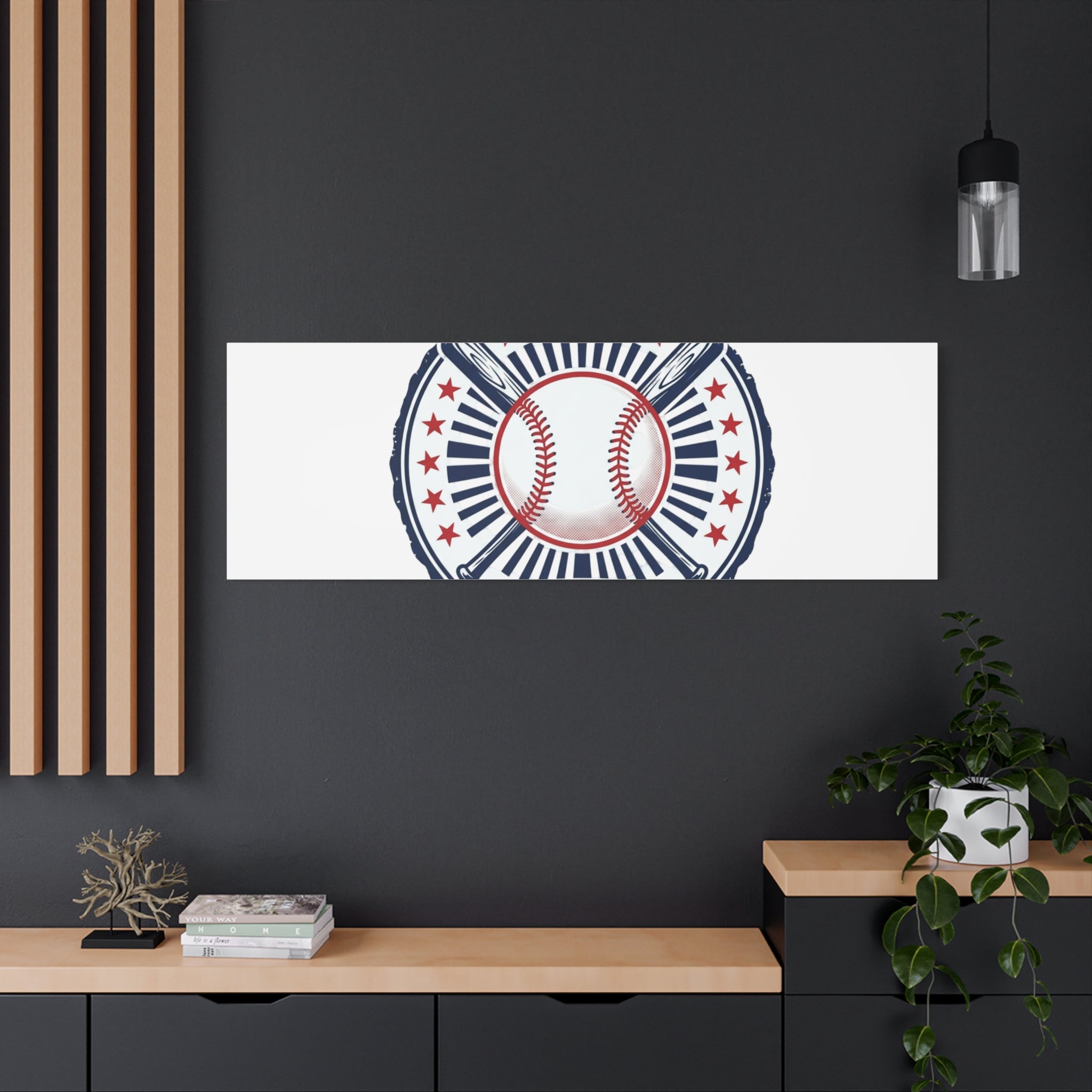 United by Baseball Canvas | Patriotic Baseball Graphic, Red White Blue Wall Art