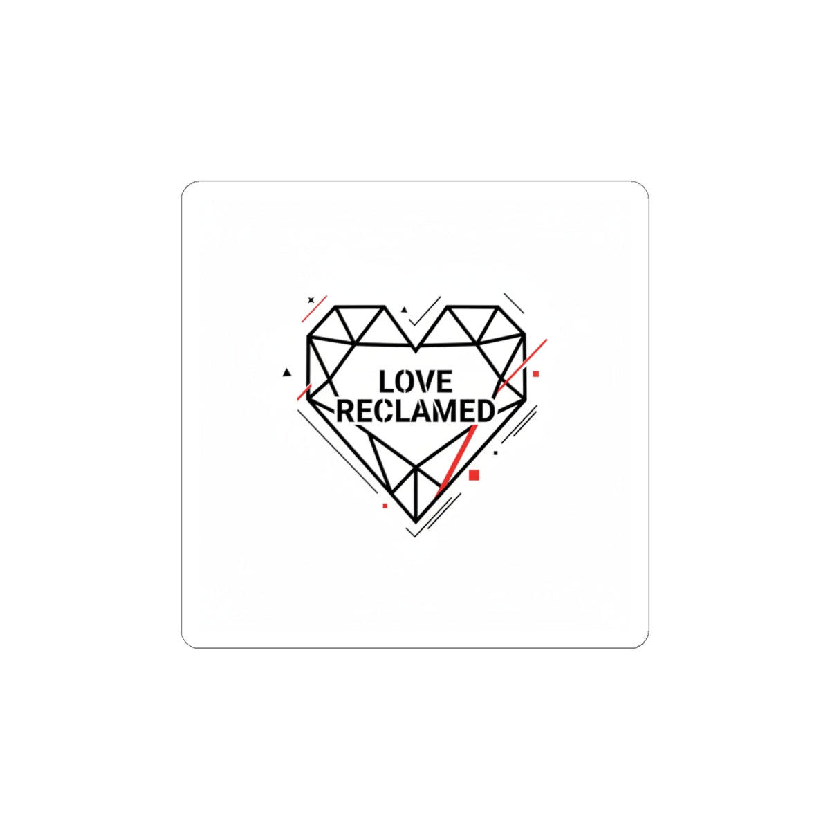 Love Reclaimed Geometric Heart Sticker | Minimalist Punk Heart, Modern Heart Design