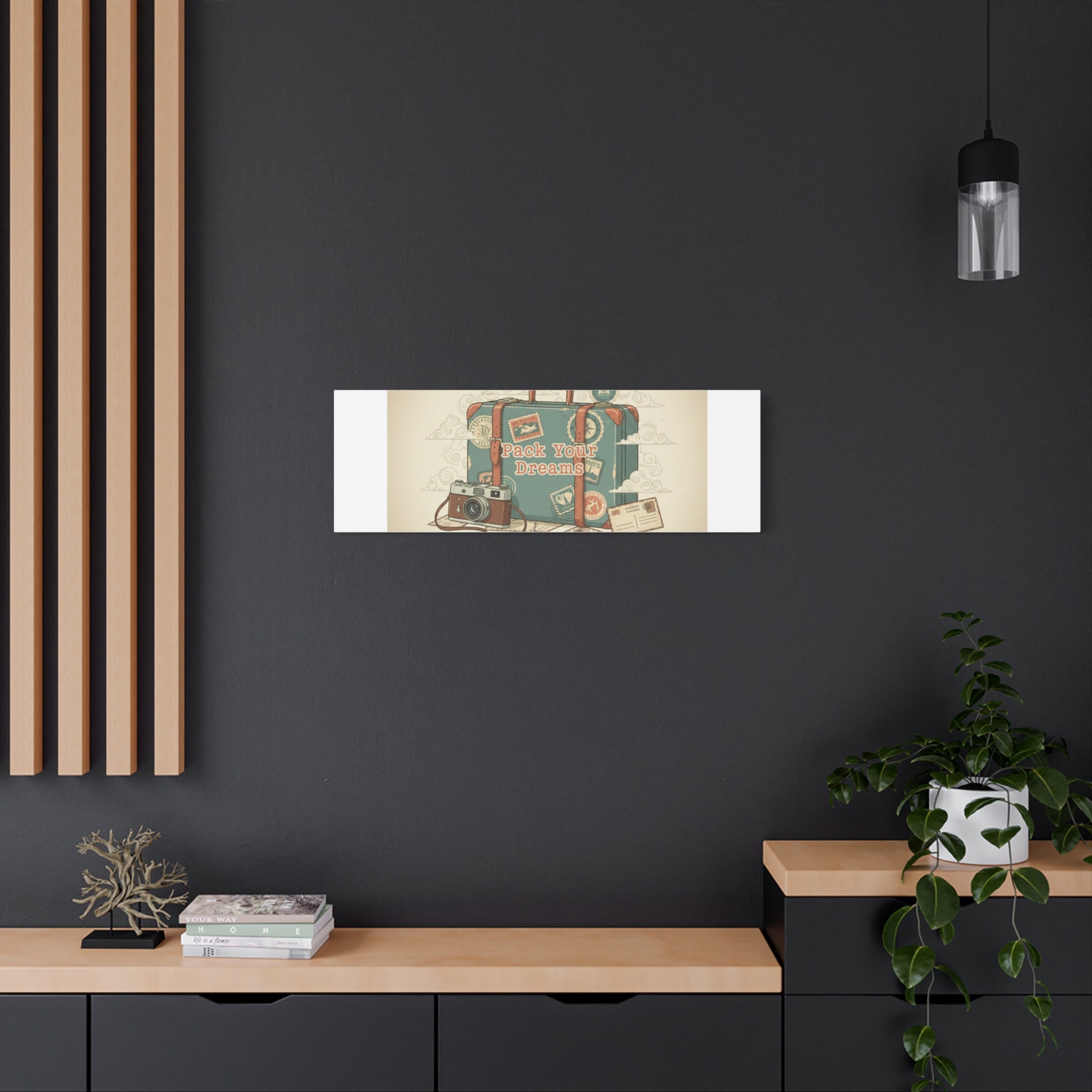 Pack Your Dreams Canvas | Retro Travel Postcard, Wanderlust Passport Stamp Art