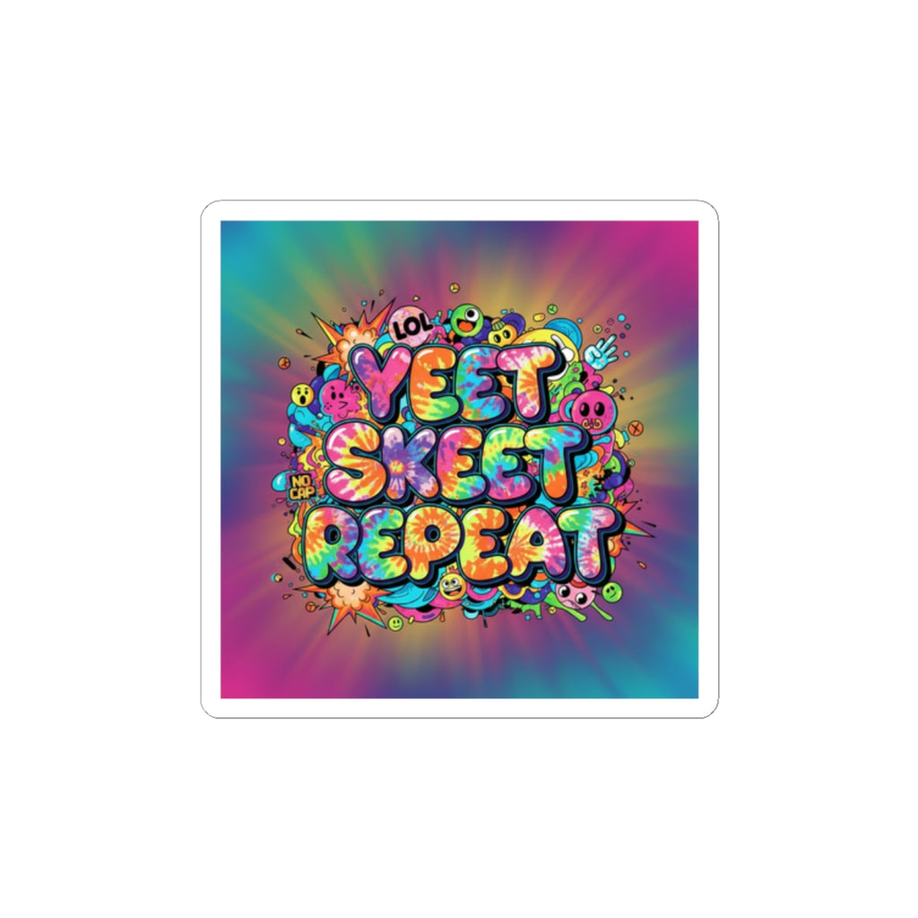 Yeet Skeet Repeat Kiss-Cut Stickers | Slogan & Glitch Graphic