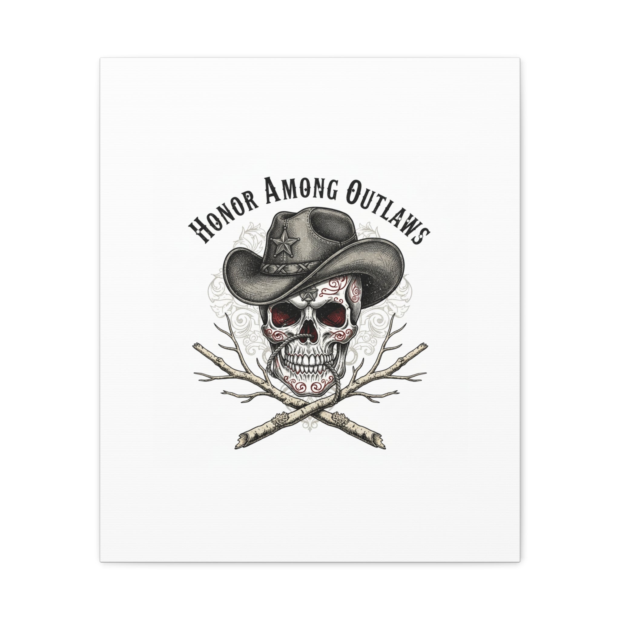 Honor Among Outlaws Canvas | Western Skull Art, Gothic Americana Desert Noir