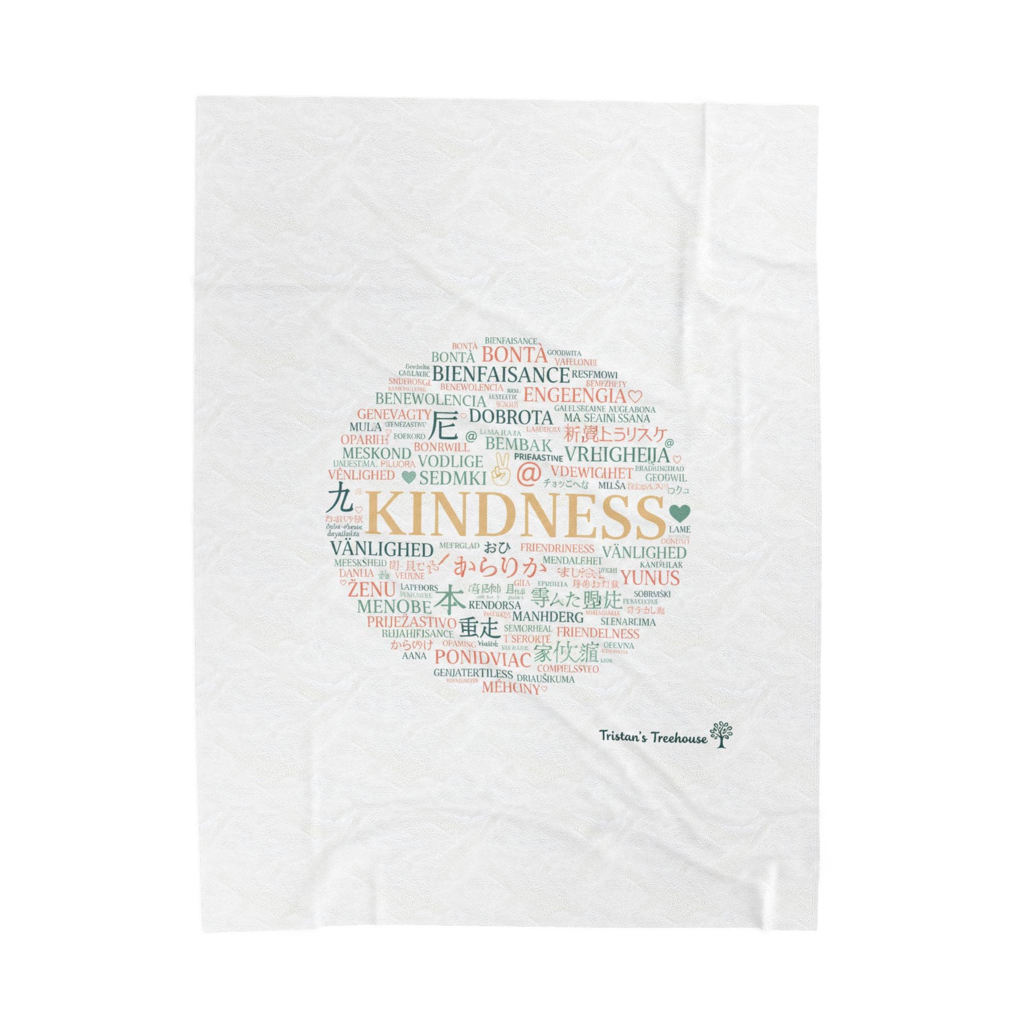 Kindness Word Cloud Blanket | Fresh-Start Minimalism, Neutral Throw
