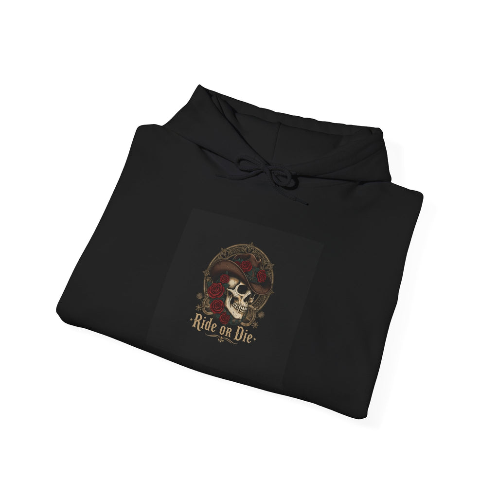 Ride or Die Skull, Hoodie | western skull art, gothic Americana