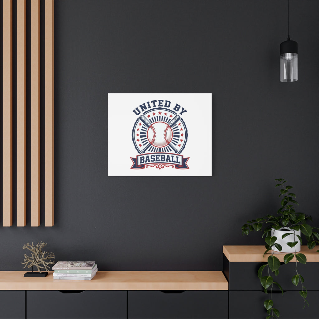 United by Baseball Canvas | Patriotic Baseball Graphic, Red White Blue Wall Art