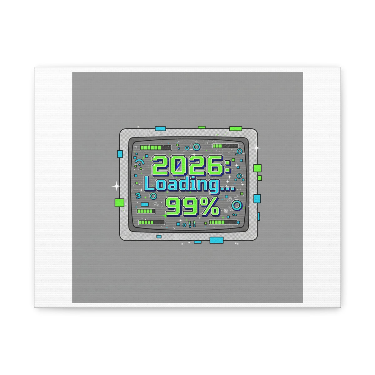 2026 Loading 99% Canvas | NYE countdown, retro system interface