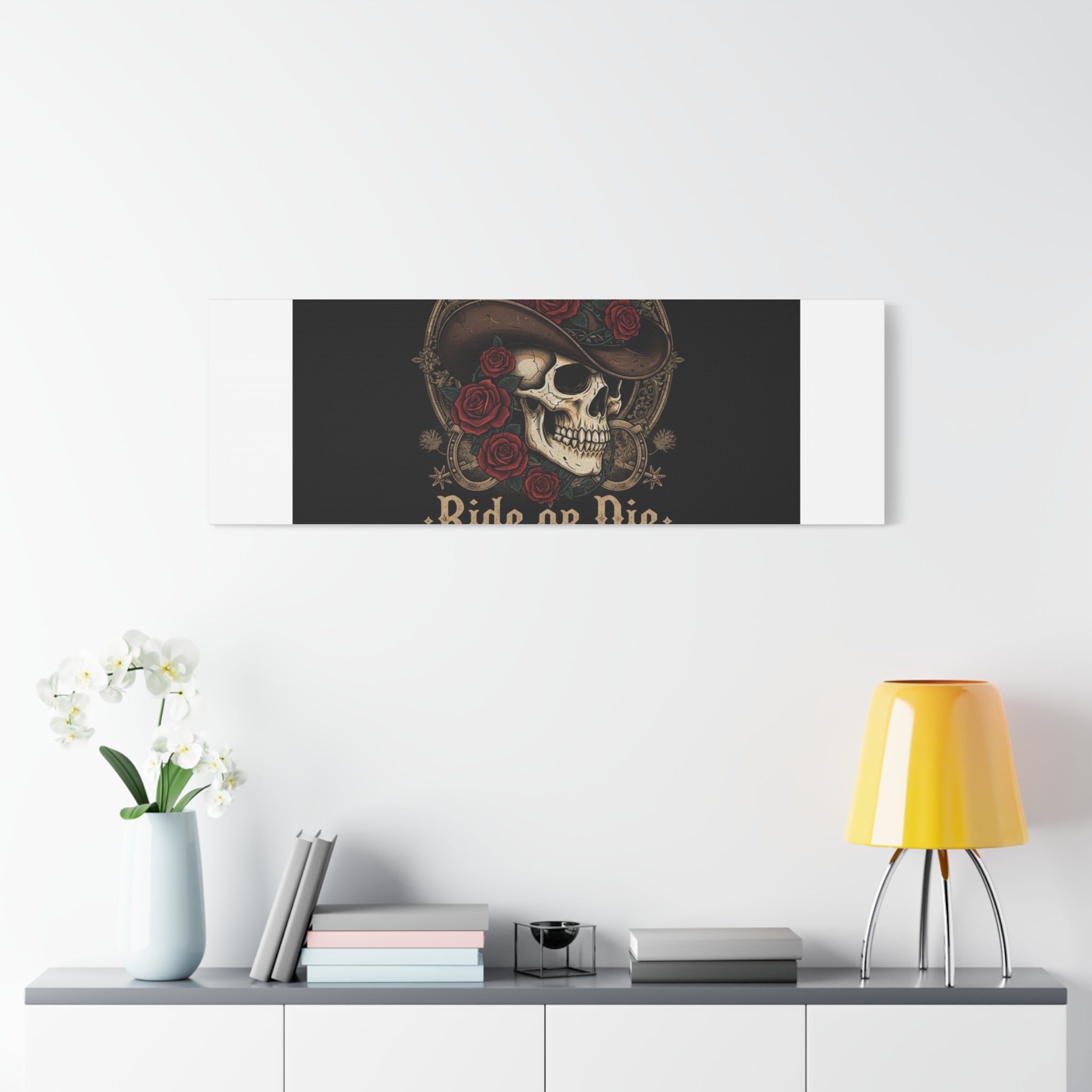 Ride or Die Skull Canvas | Western Skull Art, Gothic Americana