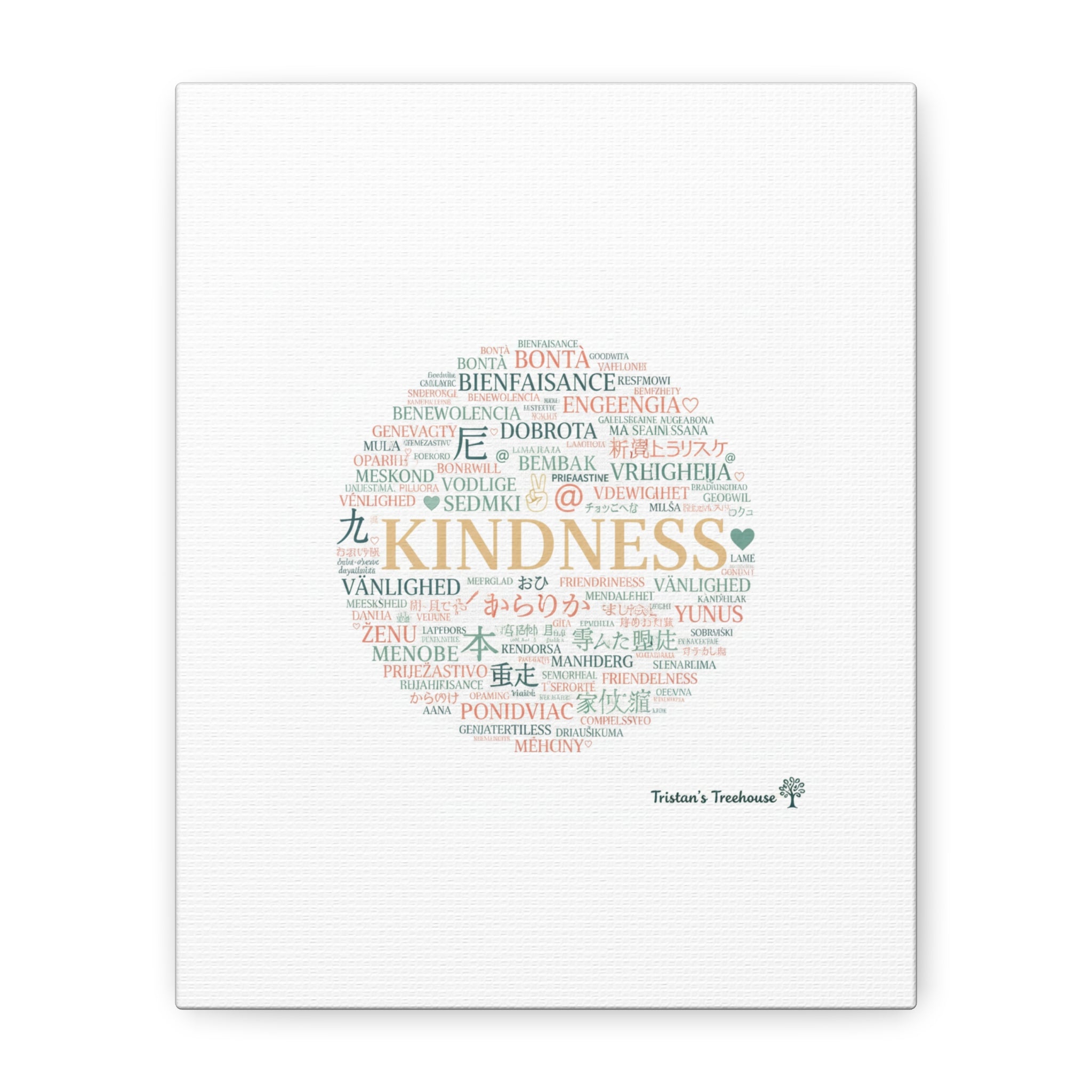 Kindness Word Cloud Canvas | Fresh Start Minimalist Wall Art