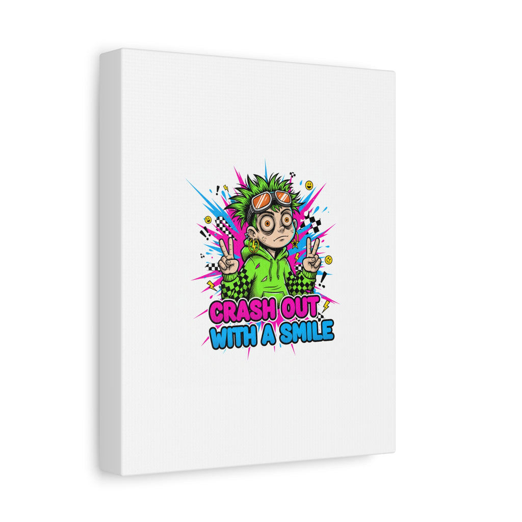 Crash Out With a Smile Canvas Print | Neon Skate Graffiti, Meme Meltdown Art