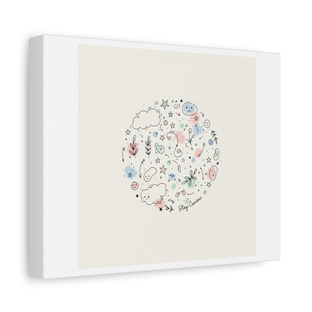 Doodle Circle Line Drawing Matte Canvas, Hand-Drawn Sketch Art