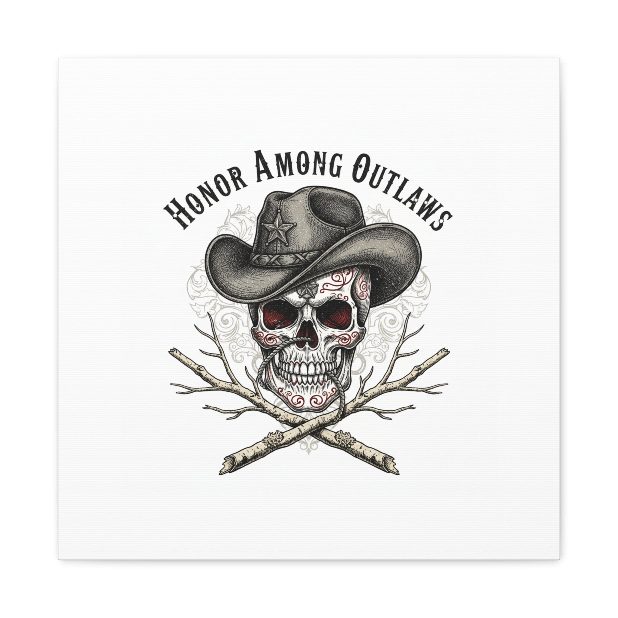 Honor Among Outlaws Canvas | Western Skull Art, Gothic Americana Desert Noir