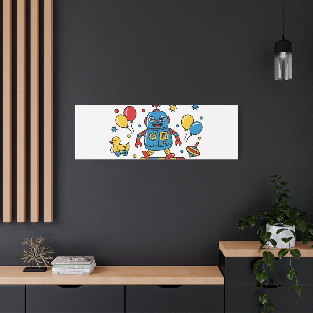 Retro Toy Robot Canvas | Throwback Kid, Primary Color Nostalgia