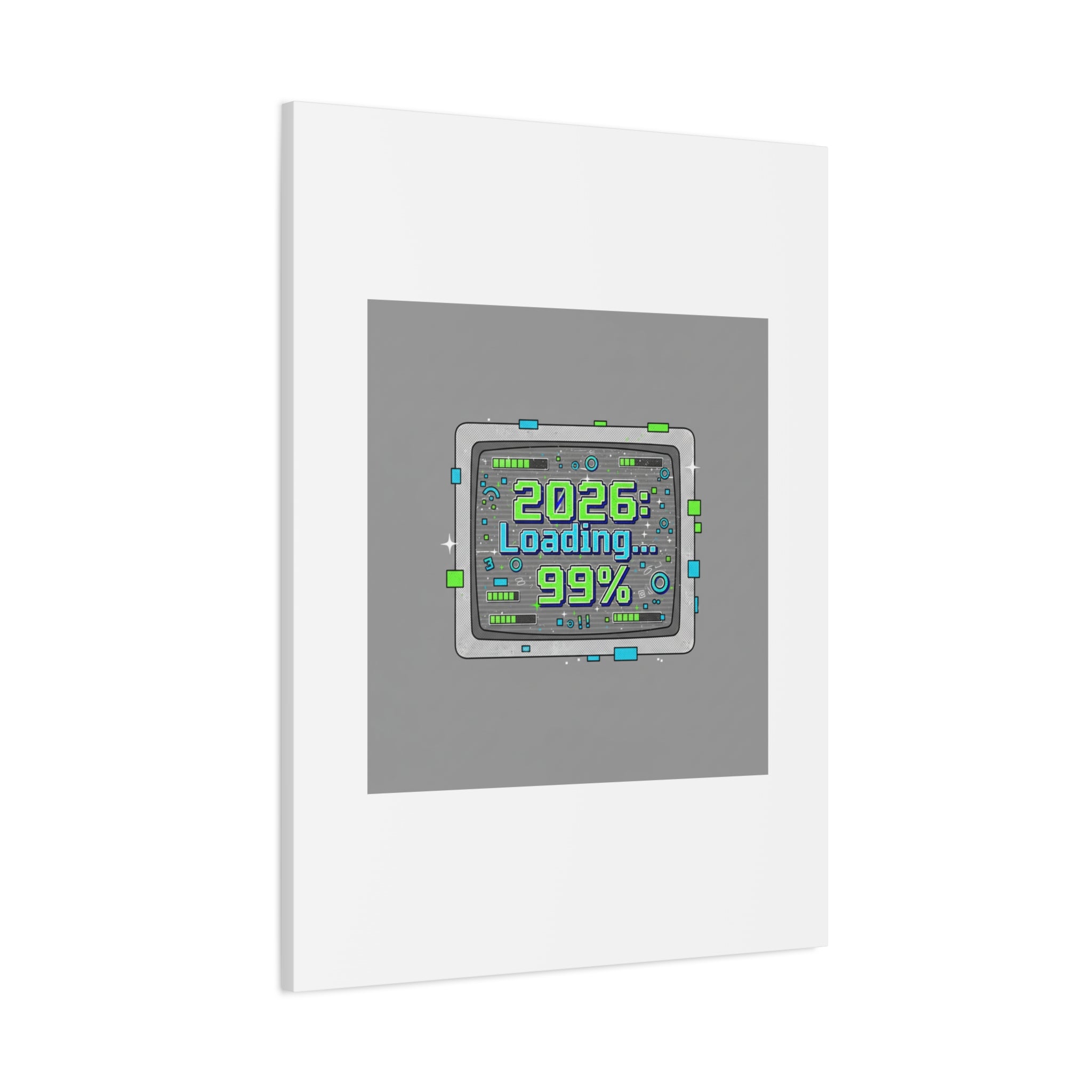 2026 Loading 99% Canvas | NYE countdown, retro system interface