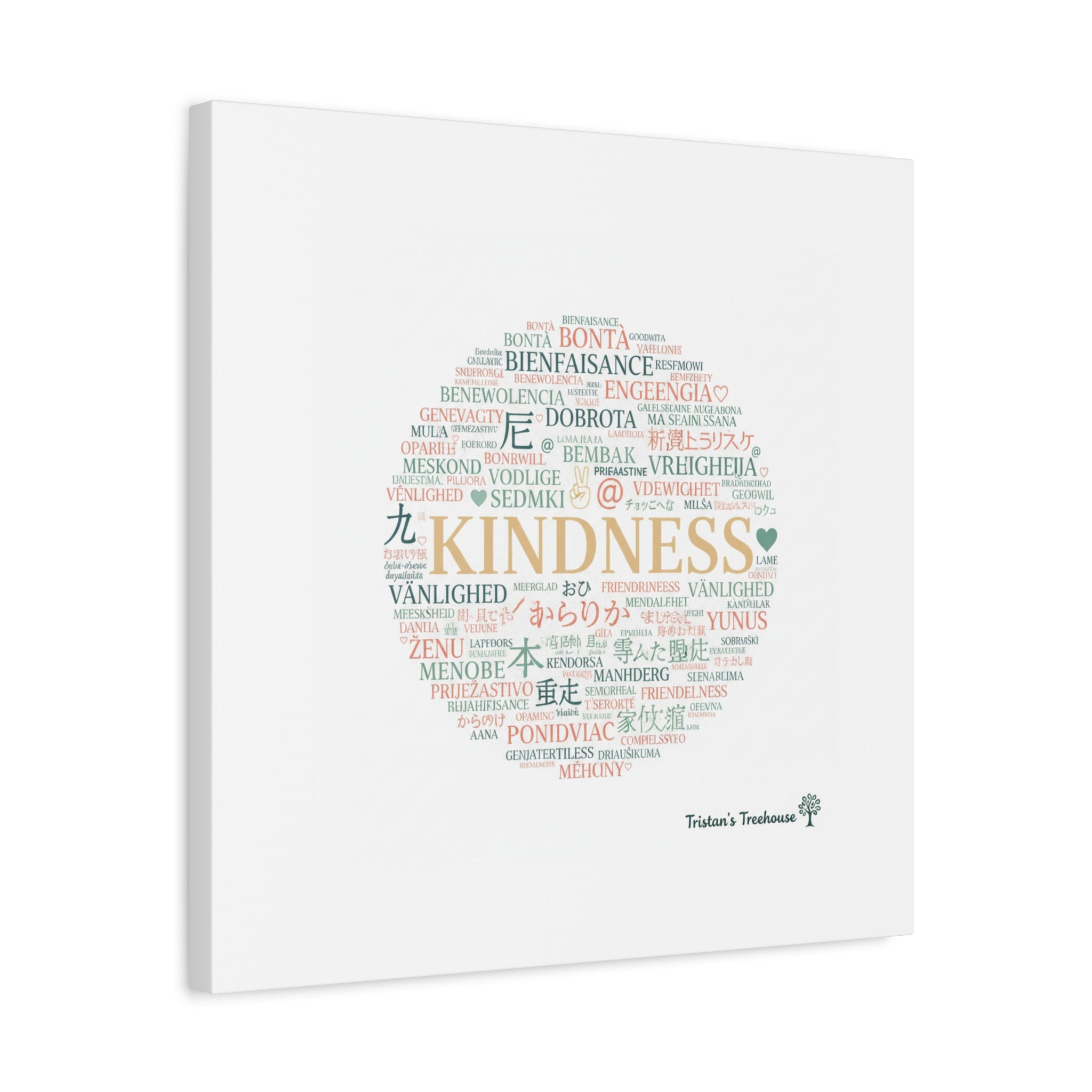 Kindness Word Cloud Canvas | Fresh Start Minimalist Wall Art