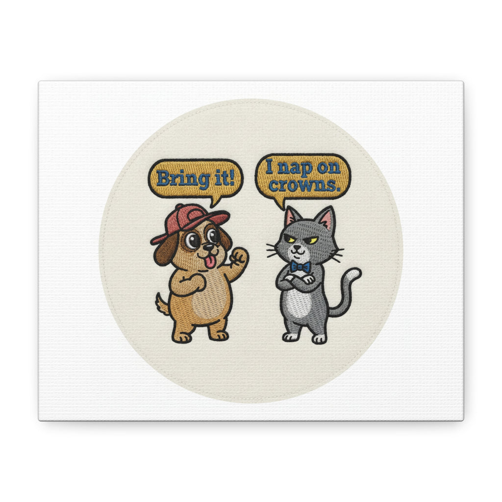 Funny Cat vs Dog Canvas | Pet Rivalry Wall Art