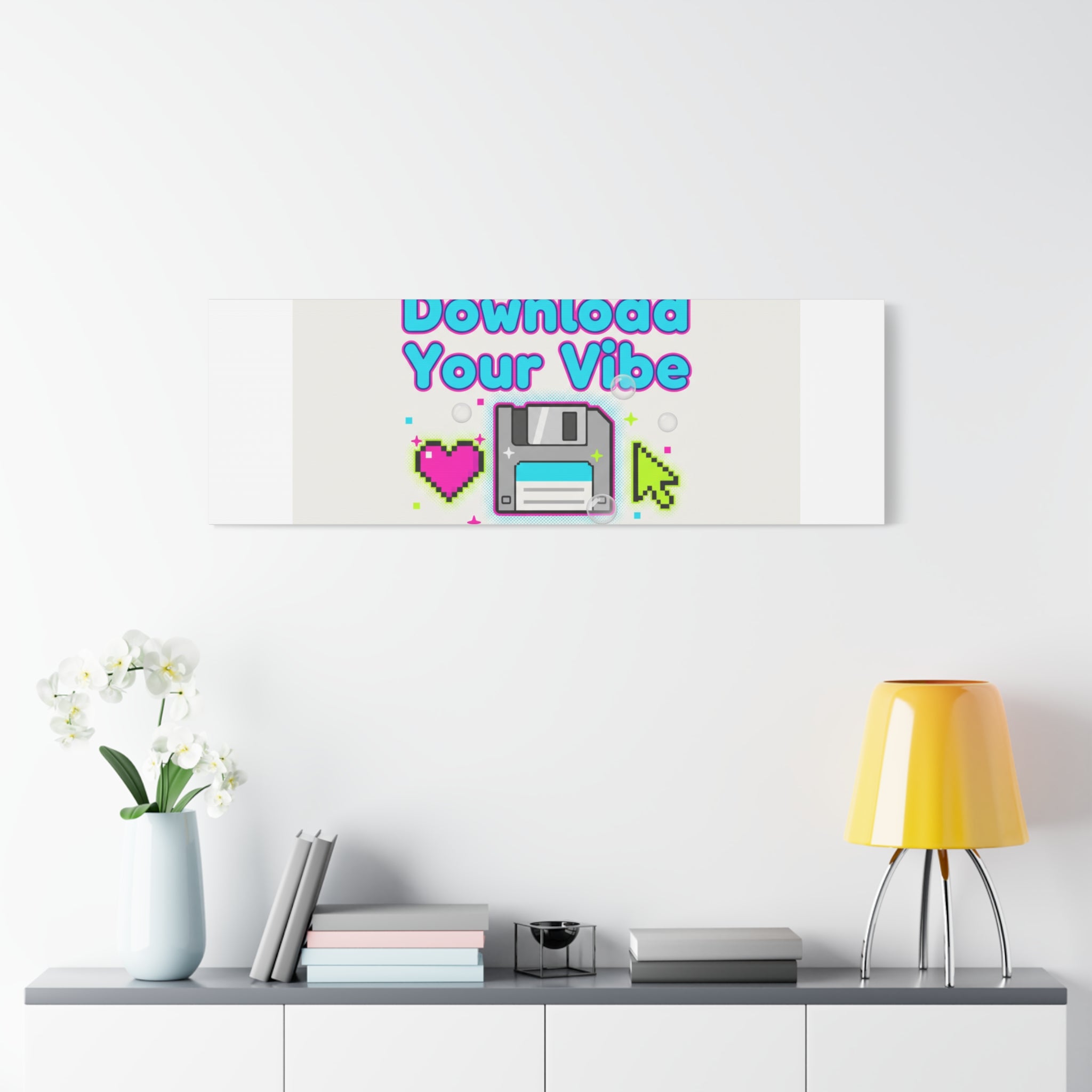 Download Your Vibe Canvas | Y2K Retro Tech, Pixel Floppy Disk Poster